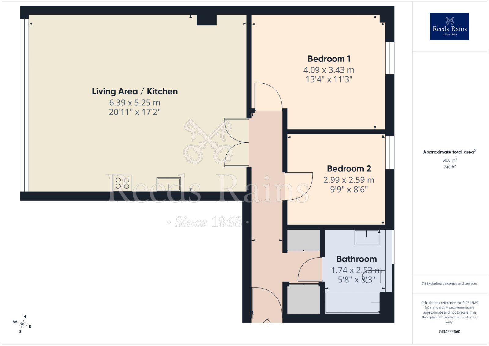 Floorplan of 2 bedroom Flat for sale, The Mill, South Hall Street, Salford, M5