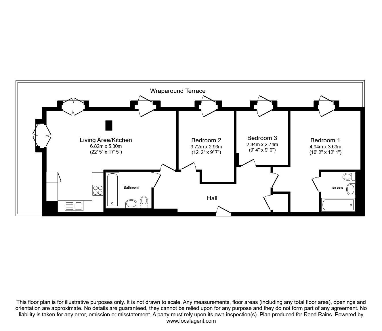 Floorplan of 3 bedroom Flat for sale, Wharf End, Trafford Park, Manchester, M17