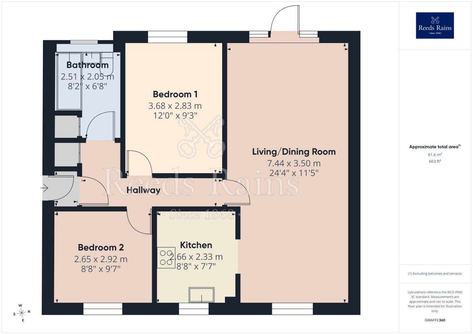 Floorplan of 2 bedroom Flat for sale, Linen Court, Salford, M3