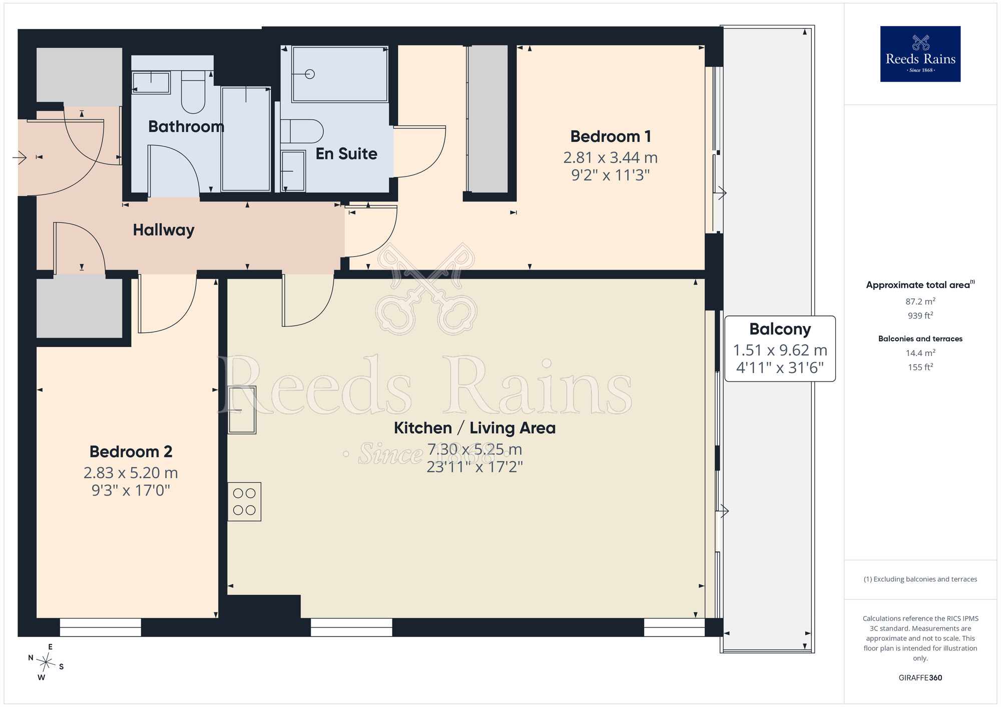 Floorplan of 2 bedroom Flat for sale, The Quays, Salford, M50