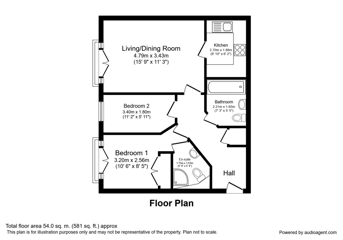 Floorplan of 2 bedroom Flat to rent, Middlewood Street, Salford, Greater Manchester, M5