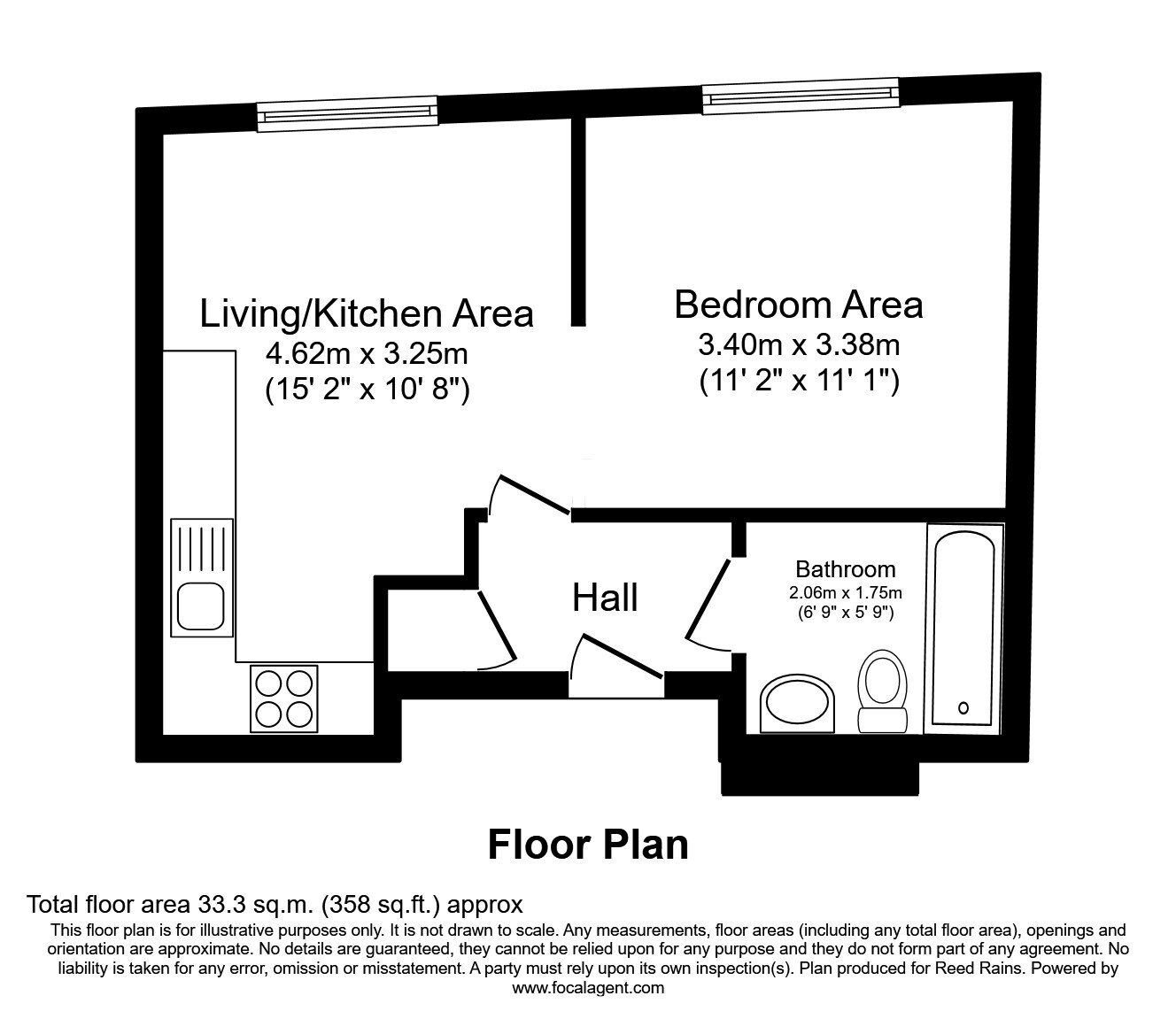 Floorplan of 1 bedroom Flat to rent, Blue, Media City UK, Greater Manchester, M50