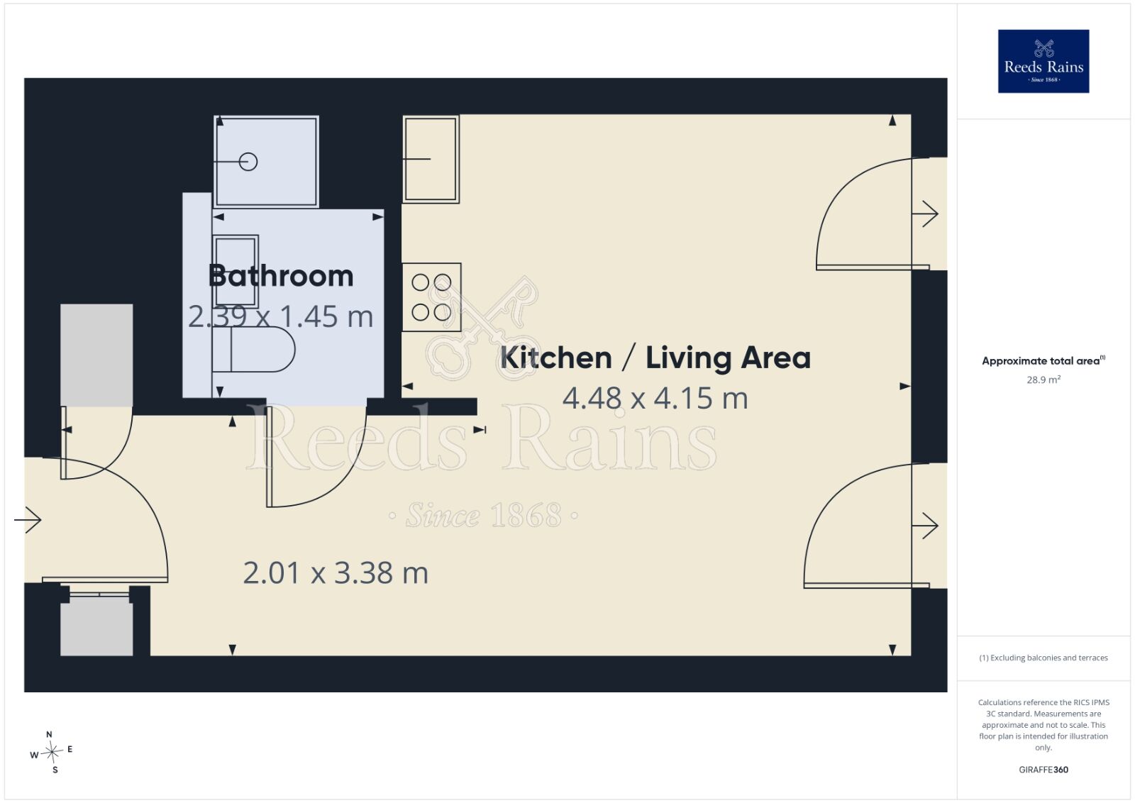 Floorplan of 1 bedroom Flat to rent, Michigan Avenue, Salford, Greater Manchester, M50