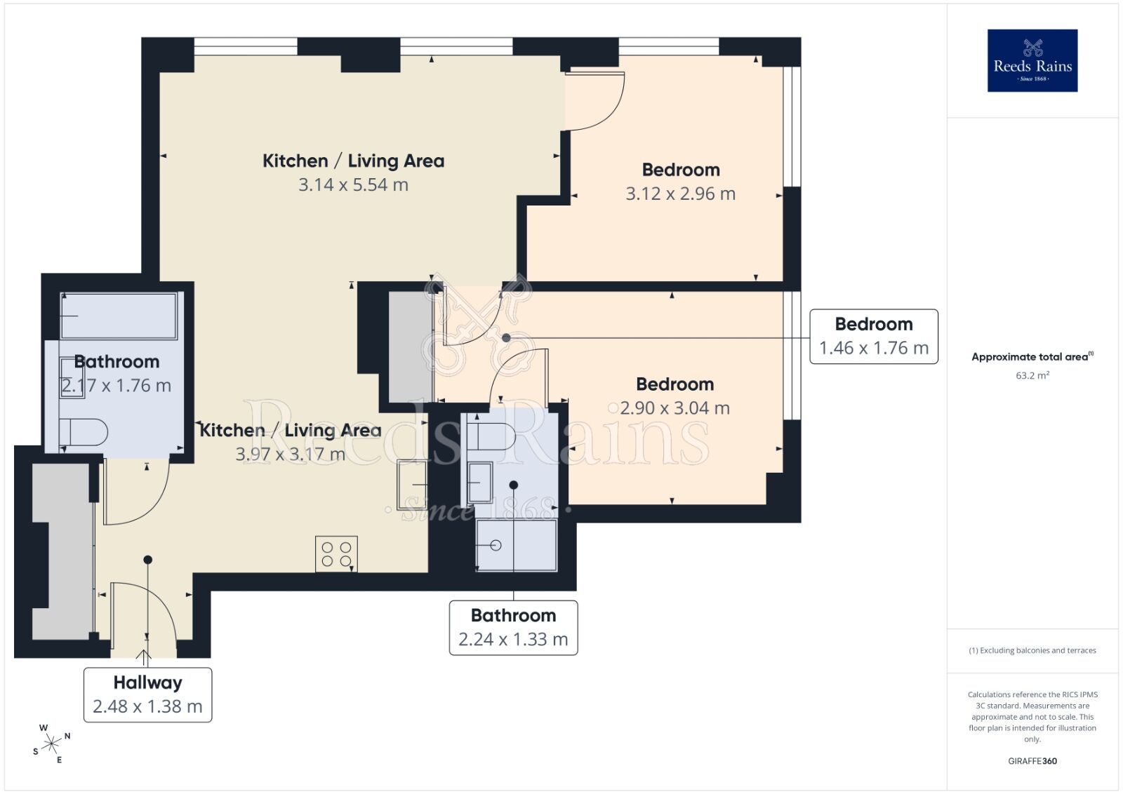 Floorplan of 2 bedroom Flat to rent, Red, Media City UK, Greater Manchester, M50