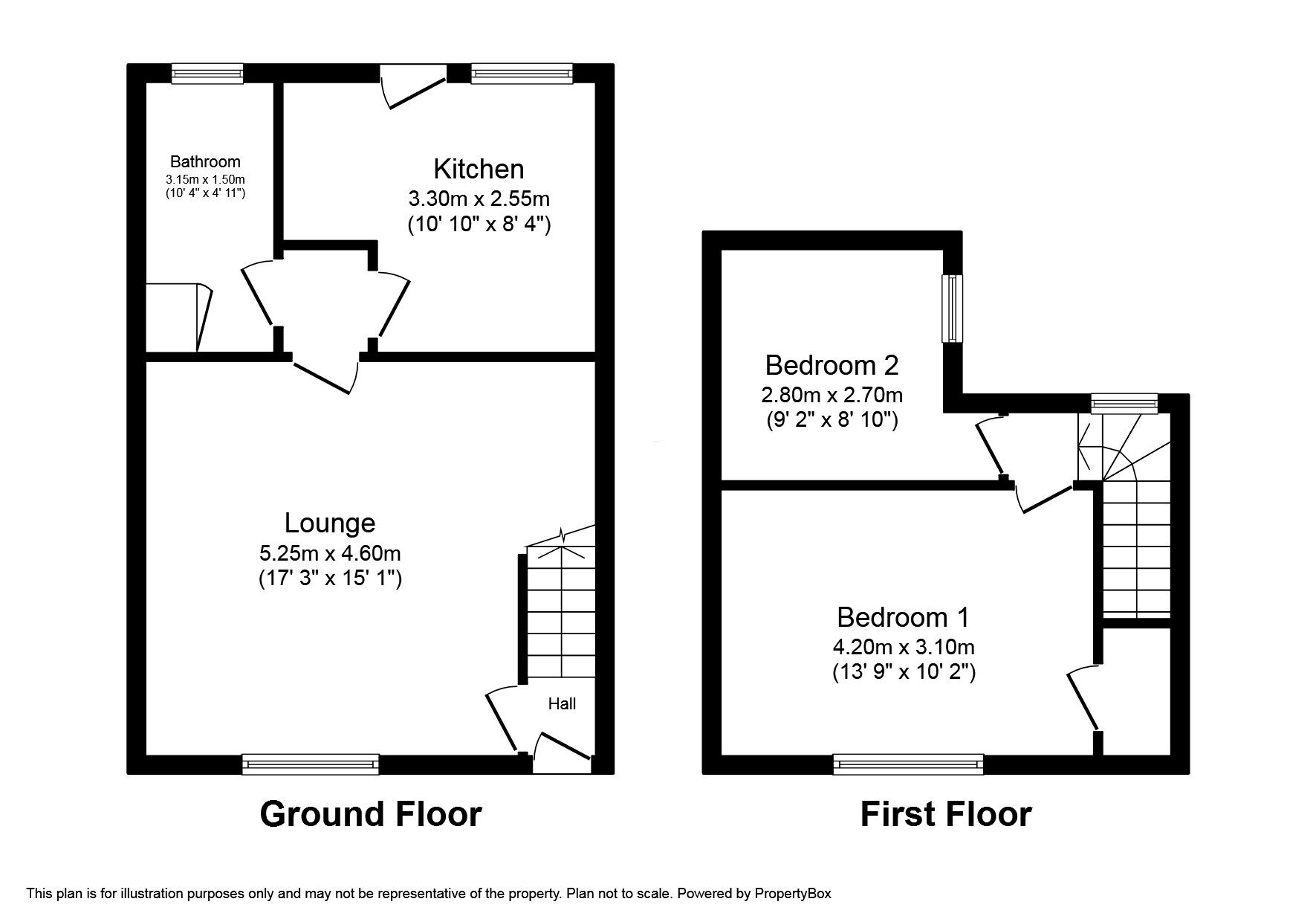 Floorplan of 2 bedroom Mid Terrace House for sale, Gibside Terrace, Burnopfield, Durham, NE16