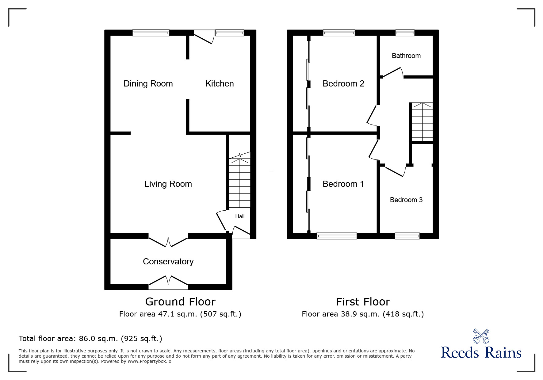 Floorplan of 3 bedroom Mid Terrace House for sale, Whitehouse Terrace, Burnhope, Durham, DH7