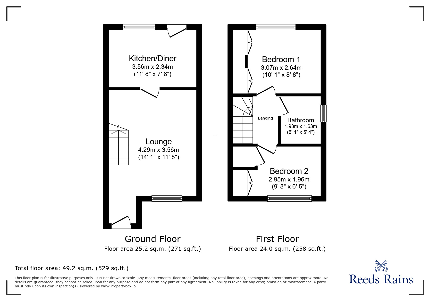 Floorplan of 2 bedroom Mid Terrace House for sale, Kinross Drive, Stanley, Durham, DH9