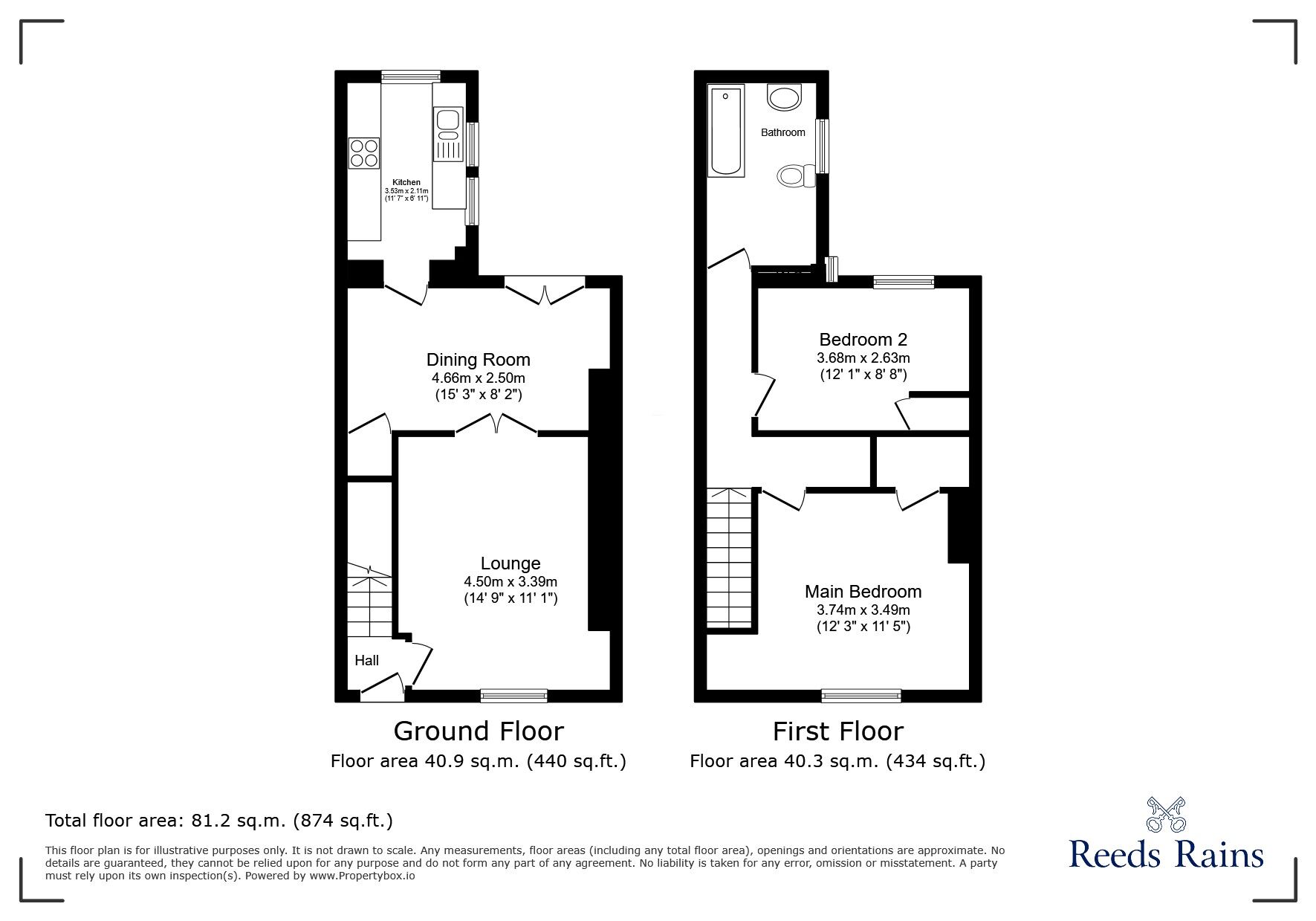 Floorplan of 2 bedroom Mid Terrace House for sale, Pavilion Terrace, Burnhope, Durham, DH7