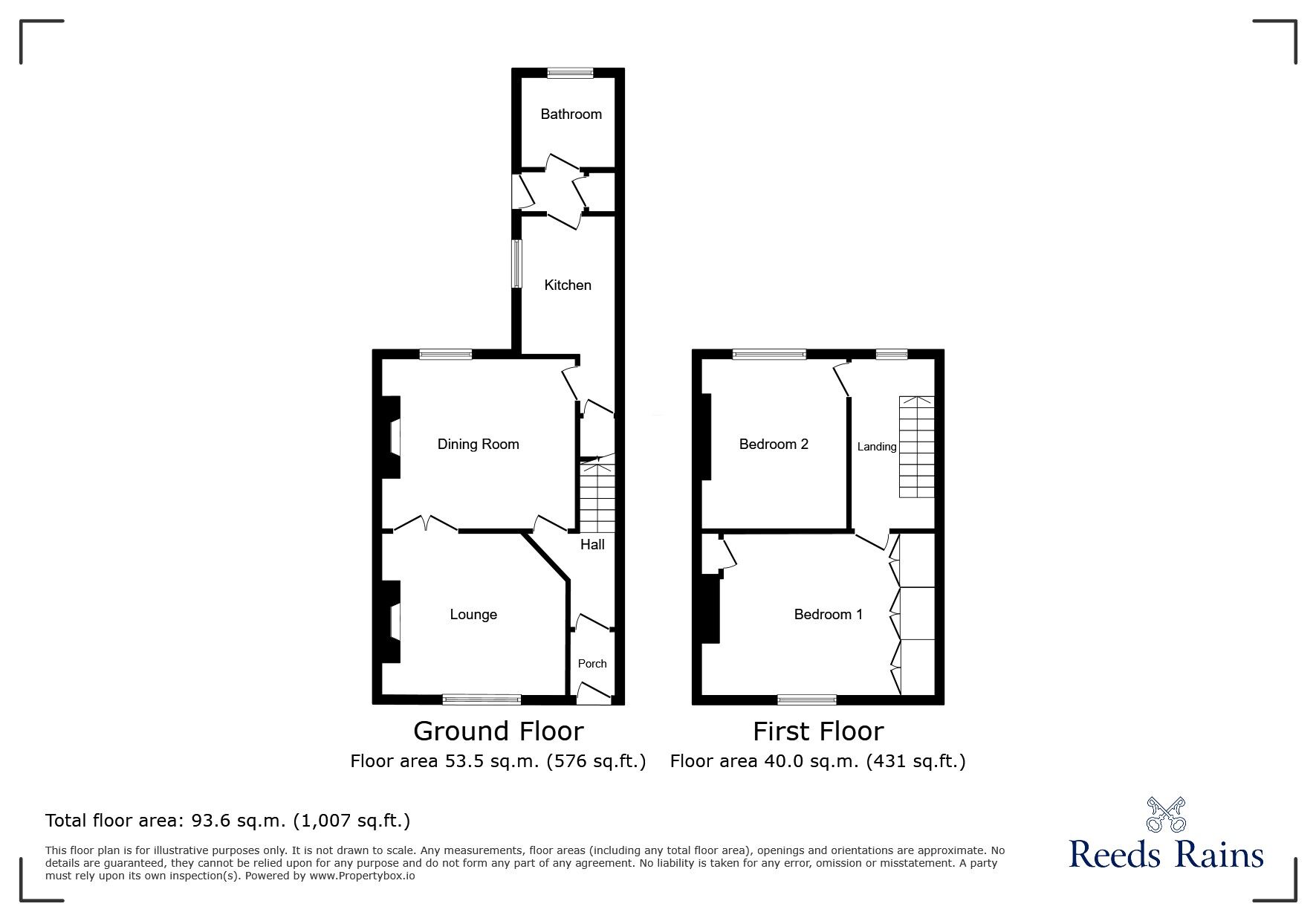 Floorplan of 2 bedroom Mid Terrace House for sale, Derwent Terrace, Stanley, Durham, DH9