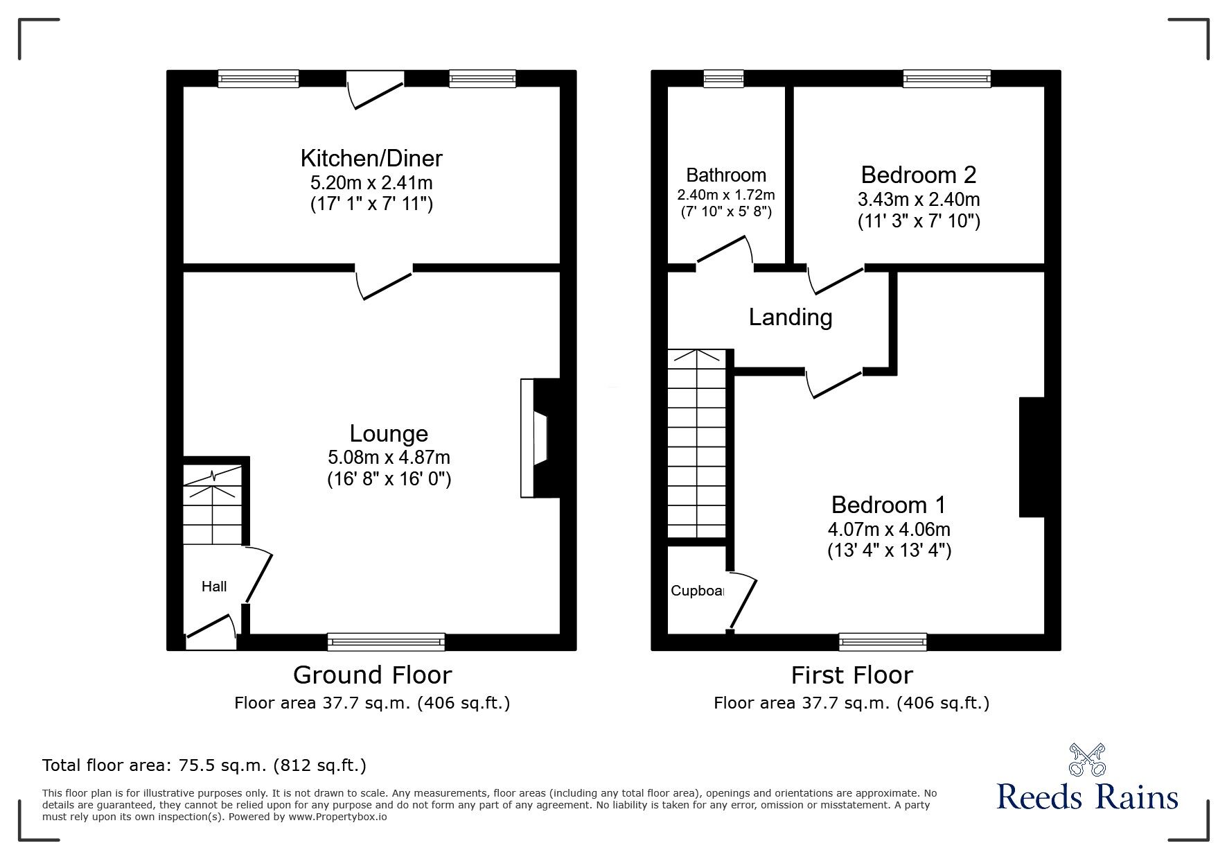 Floorplan of 2 bedroom Mid Terrace House for sale, Ash Terrace, Tantobie, Durham, DH9