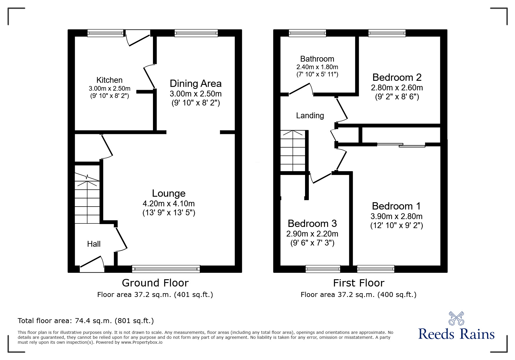Floorplan of 3 bedroom Semi Detached House for sale, Station Villas, Shield Row, Durham, DH9