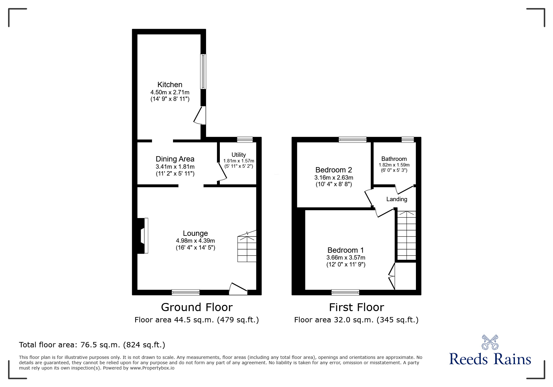 Floorplan of 2 bedroom Mid Terrace House to rent, Ridley Street, Stanley, Durham, DH9