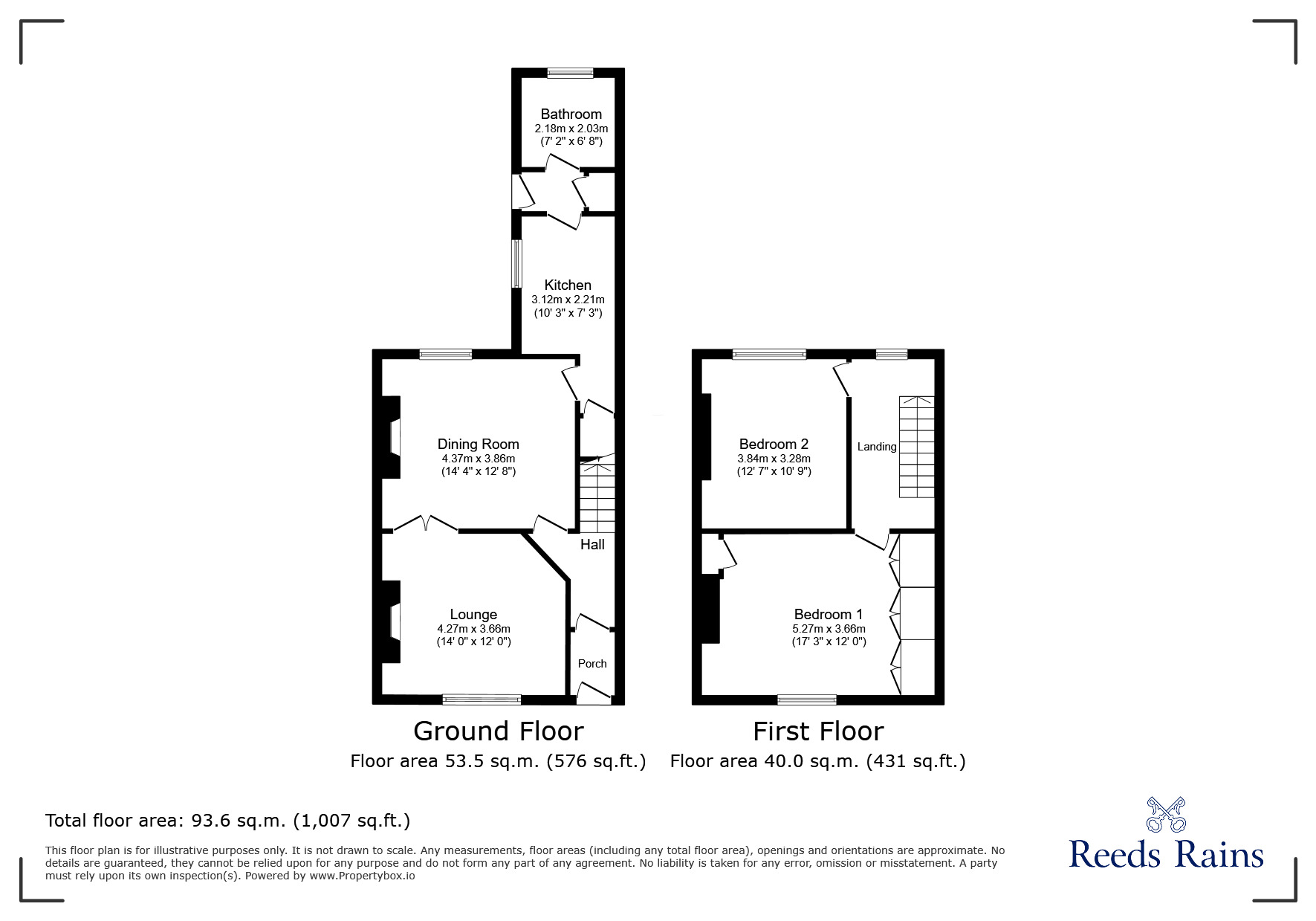 Floorplan of 2 bedroom Mid Terrace House for sale, Derwent Terrace, Stanley, Durham, DH9