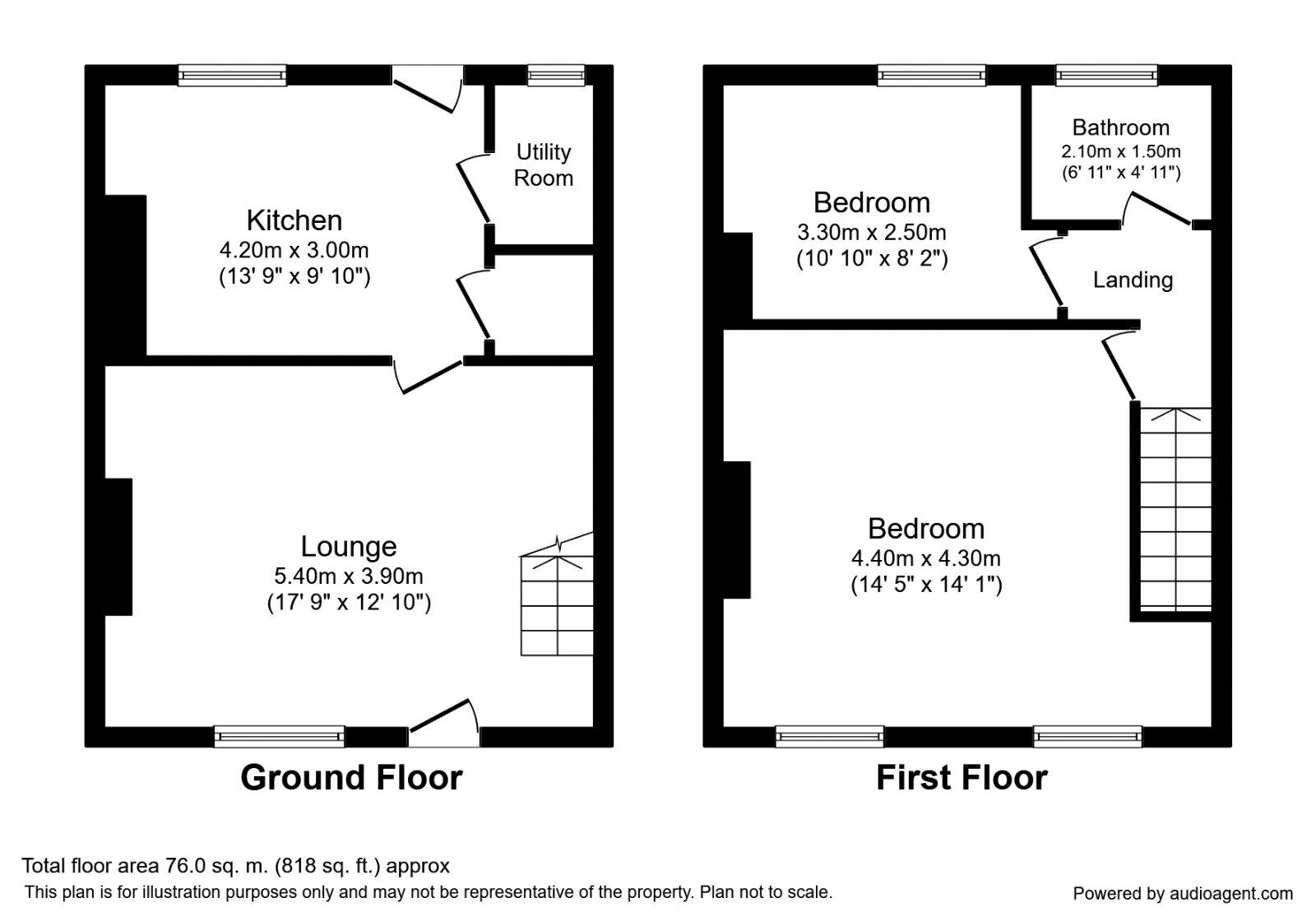Floorplan of 2 bedroom Mid Terrace House for sale, Owen Terrace, Tantobie, Durham, DH9