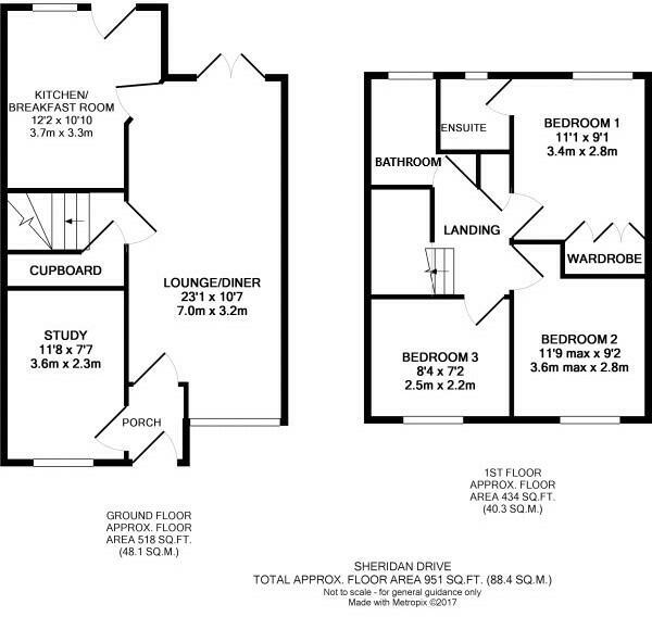 Floorplan of 3 bedroom Semi Detached House for sale, Sheridan Drive, Stanley, Durham, DH9