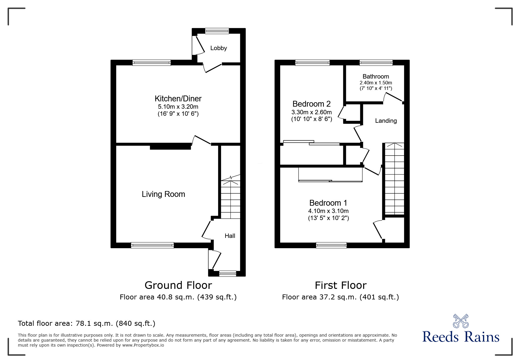 Floorplan of 2 bedroom Semi Detached House for sale, Coleridge Gardens, Dipton, Durham, DH9
