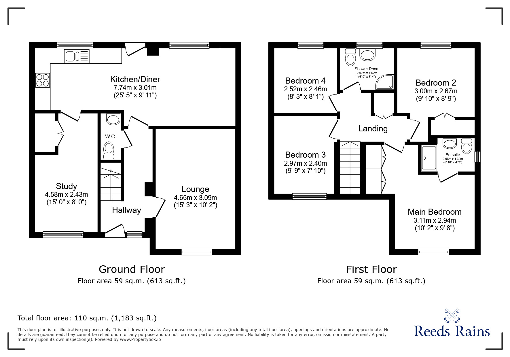 Floorplan of 4 bedroom Detached House for sale, Ewehurst Road, Dipton, Durham, DH9