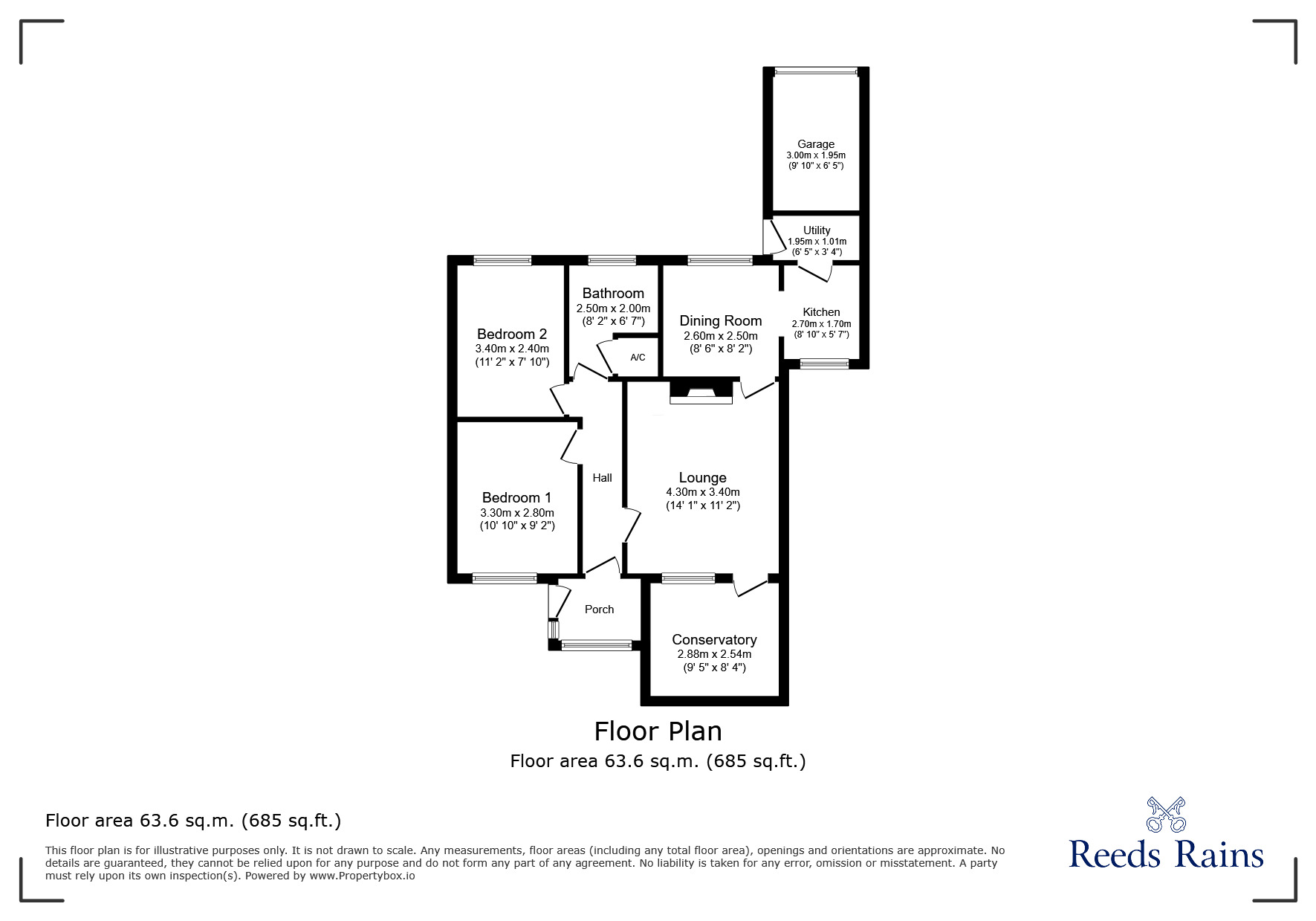 Floorplan of 2 bedroom Semi Detached Bungalow for sale, Pea Road, Stanley, Durham, DH9