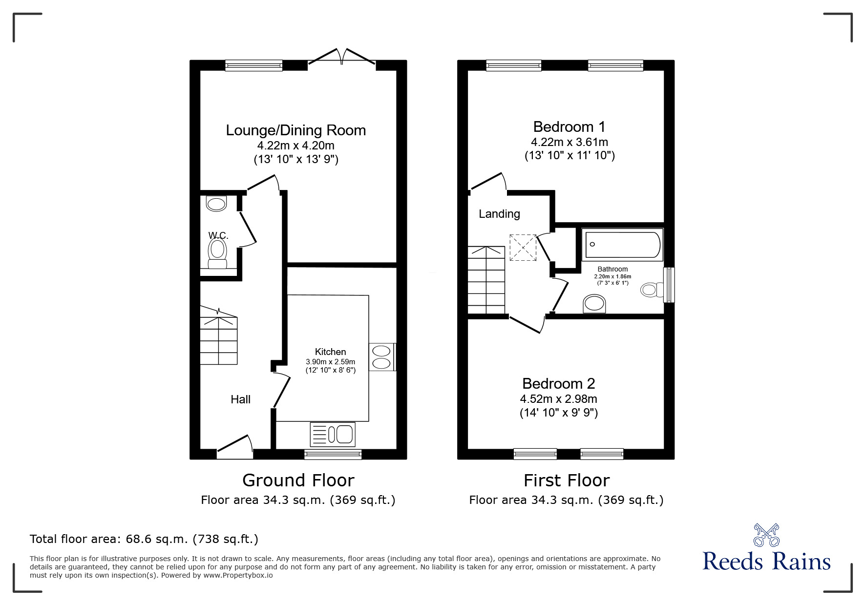 Floorplan of 2 bedroom Semi Detached House for sale, Viscount Close, Stanley, Durham, DH9
