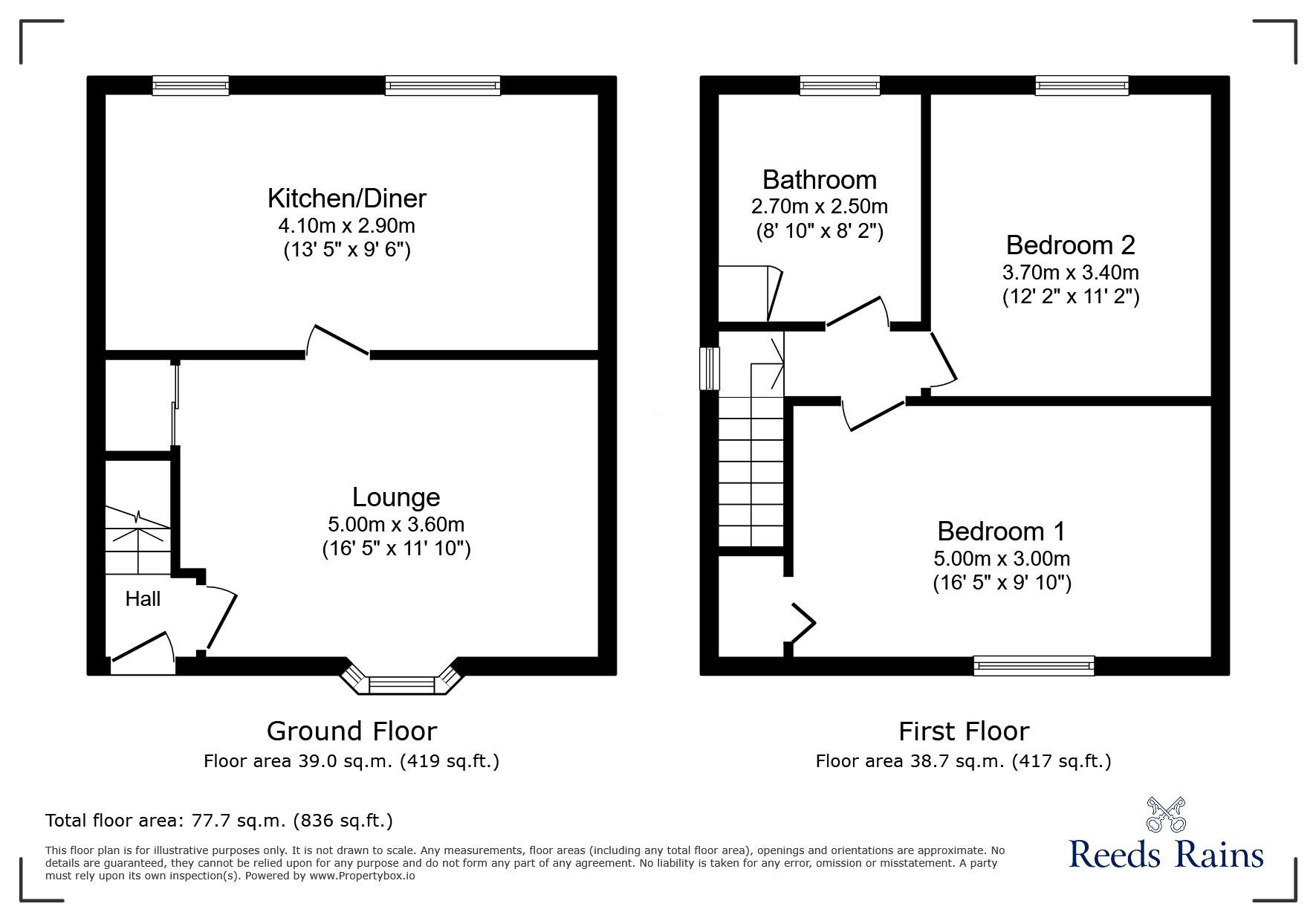 Floorplan of 2 bedroom Semi Detached House for sale, Wylam Road, Stanley, Durham, DH9