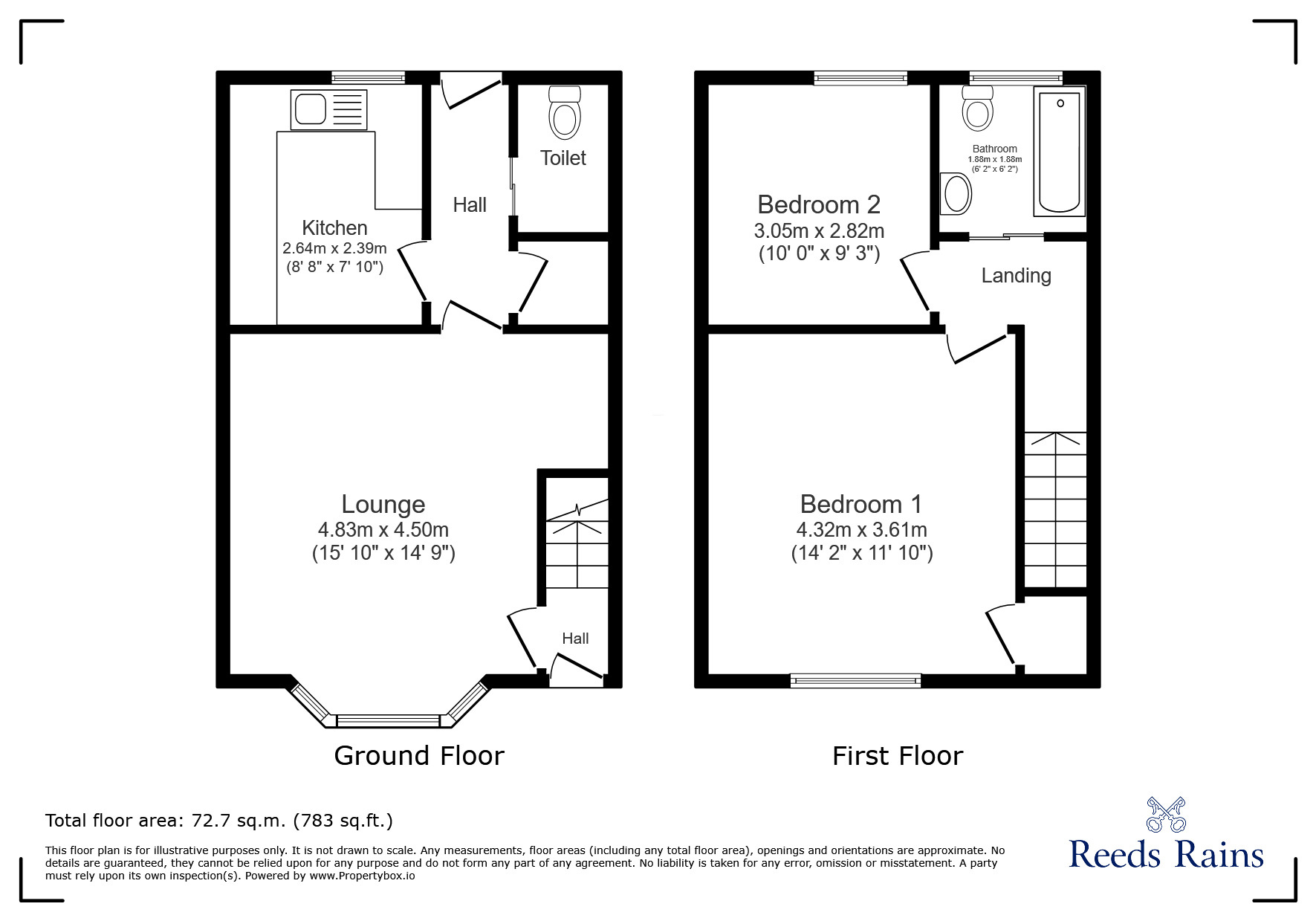 Floorplan of 2 bedroom Mid Terrace House to rent, Lumsden Terrace, Stanley, Durham, DH9