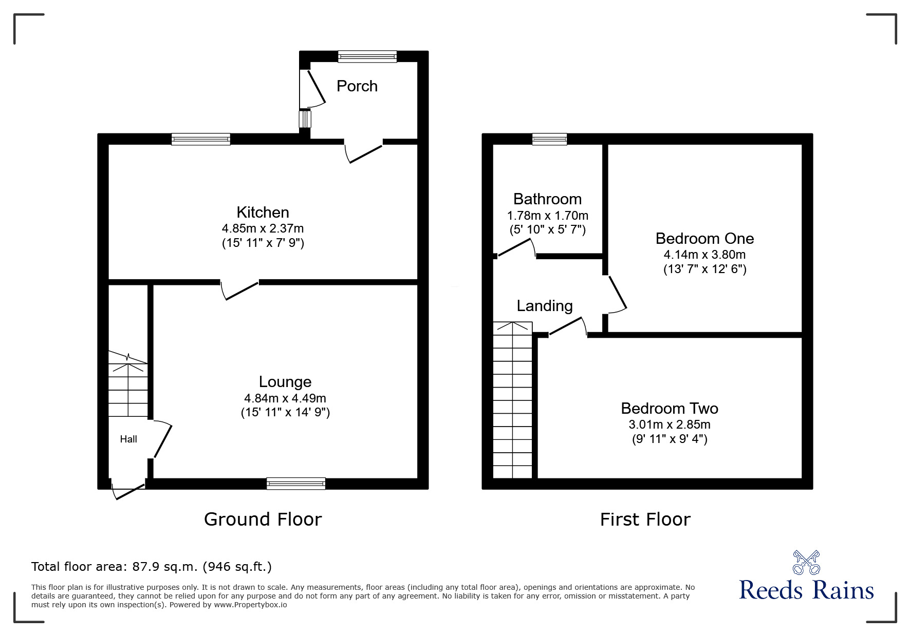 Floorplan of 2 bedroom Mid Terrace House to rent, Henley Gardens, Consett, Durham, DH8