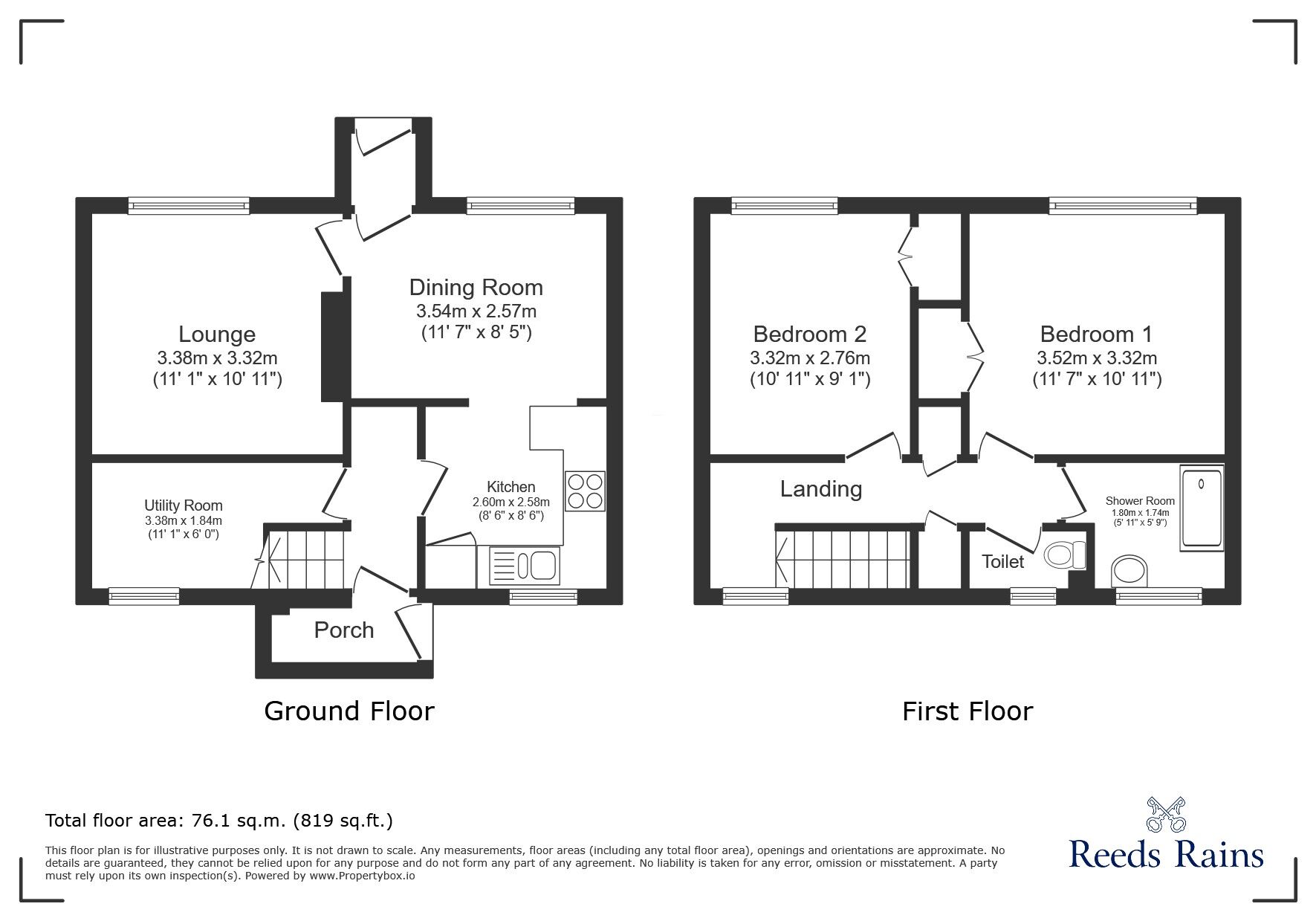 Floorplan of 2 bedroom End Terrace House for sale, Constable Close, Stanley, Durham, DH9