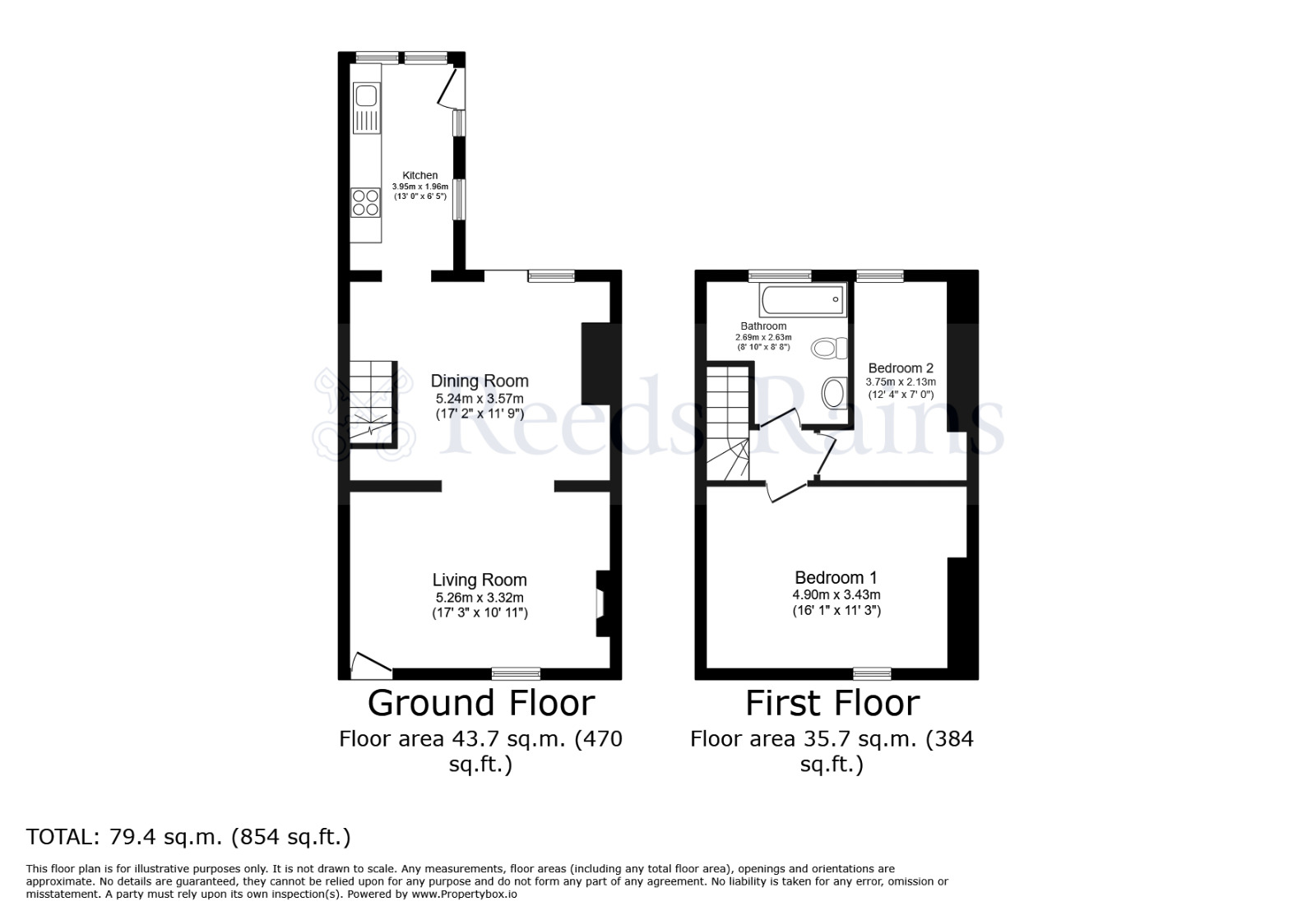 Floorplan of 2 bedroom Mid Terrace House for sale, John Street, Beamish, Durham, DH9
