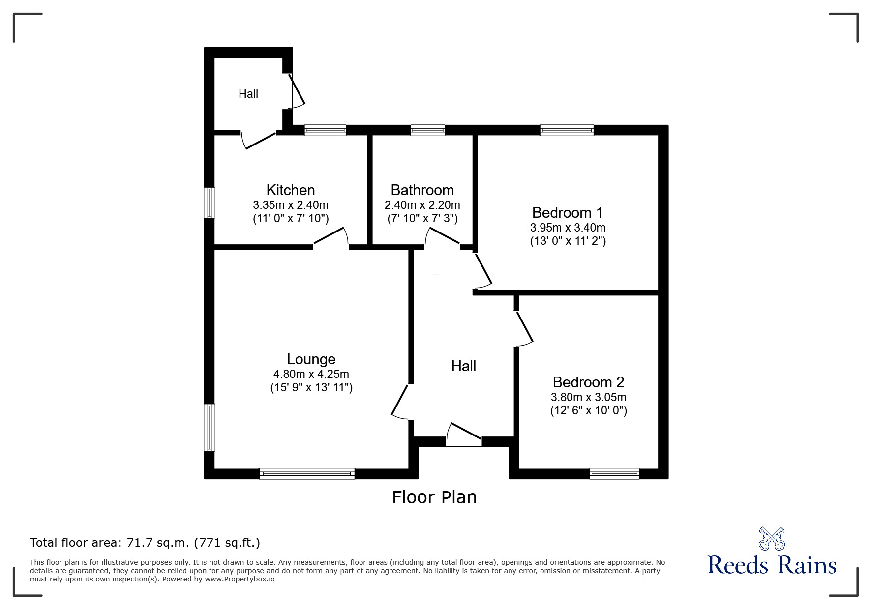 Floorplan of 2 bedroom Semi Detached Bungalow for sale, Carmel Road, Stanley, Durham, DH9