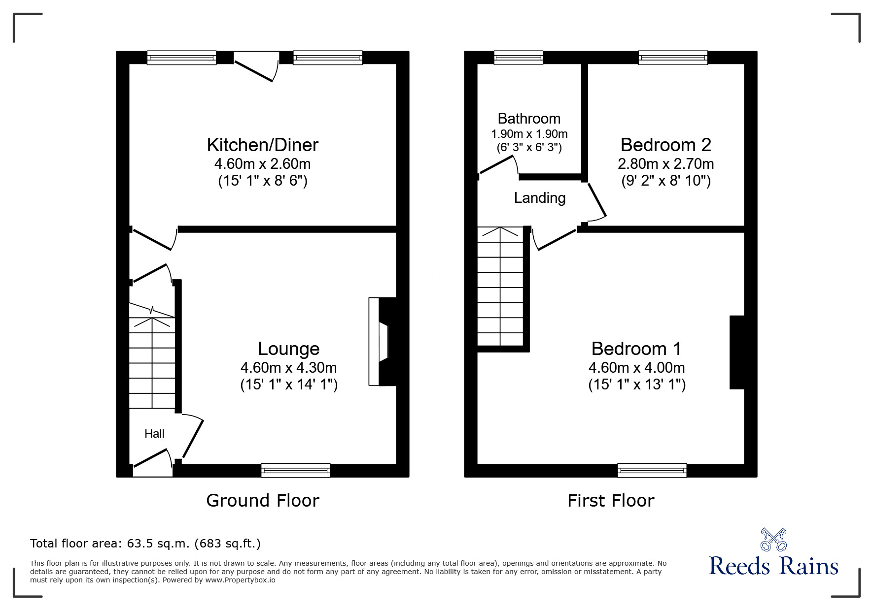 Floorplan of 2 bedroom End Terrace House for sale, Parmeter Street, Stanley, Durham, DH9