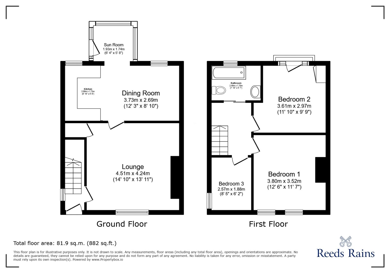 Floorplan of 3 bedroom Semi Detached House for sale, Woodside, Beamish, Durham, DH9