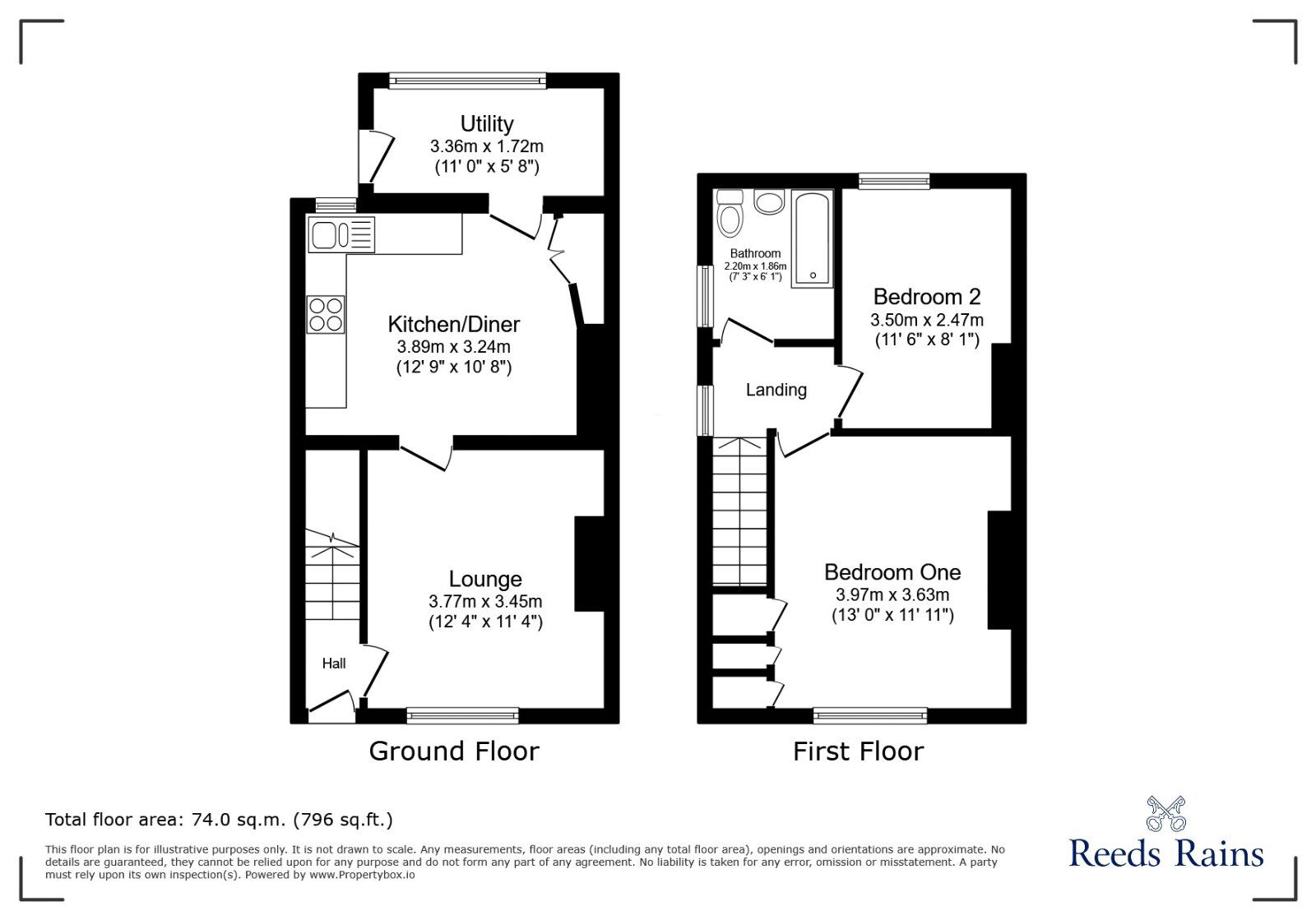 Floorplan of 2 bedroom End Terrace House for sale, School Terrace, Stanley, Durham, DH9