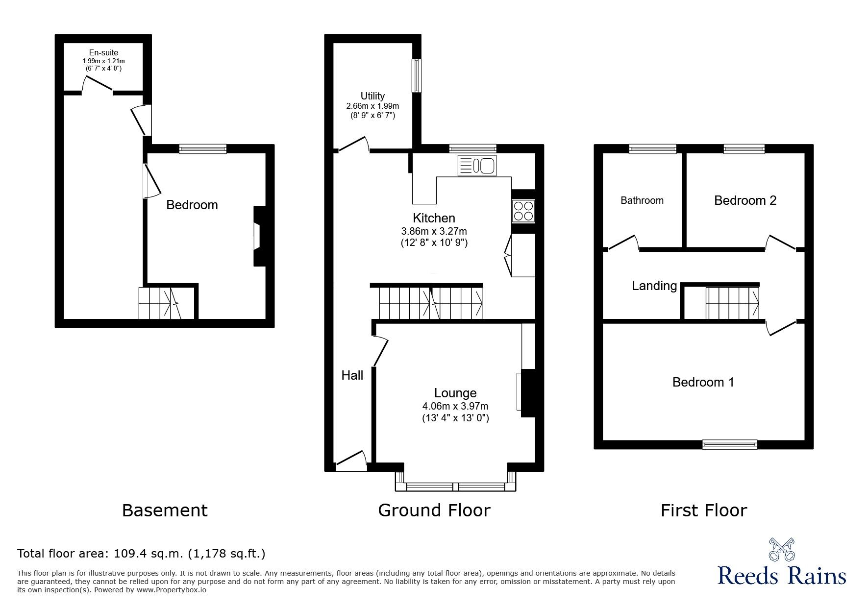 Floorplan of 3 bedroom Mid Terrace House for sale, Wylam Terrace, Stanley, Durham, DH9
