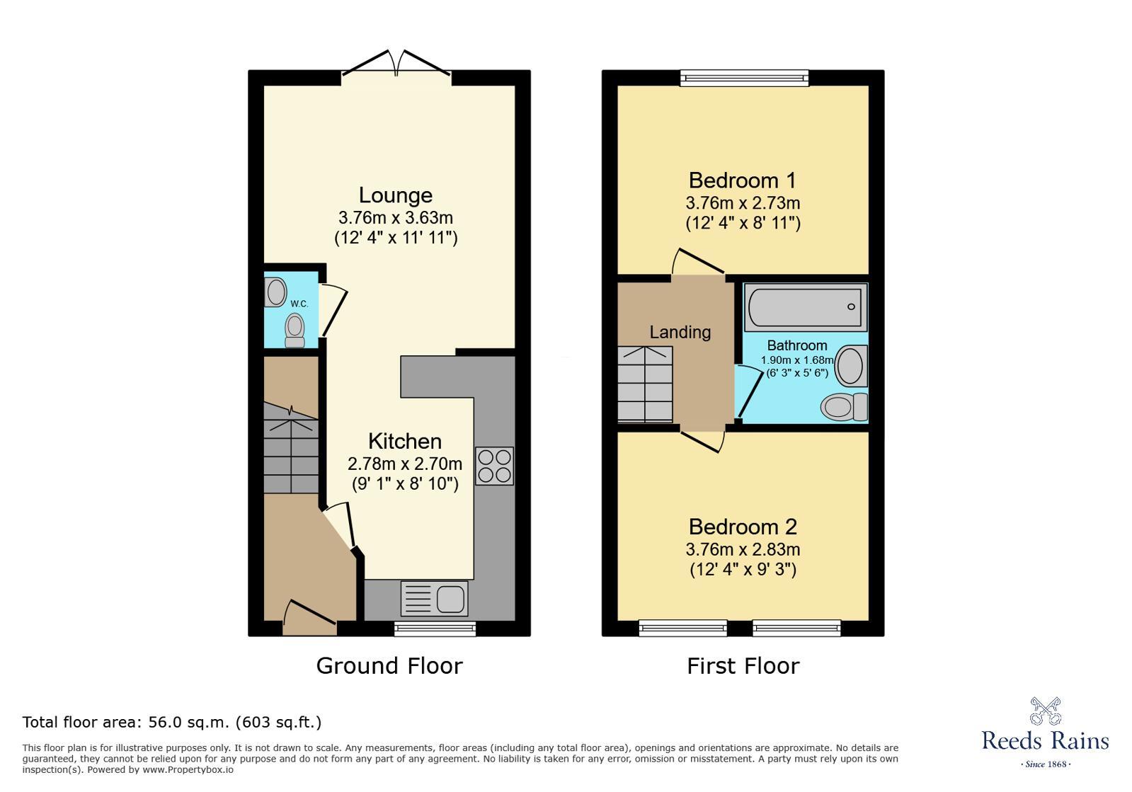 Floorplan of 2 bedroom Semi Detached House for sale, Kielder Drive, The Middles, Durham, DH9