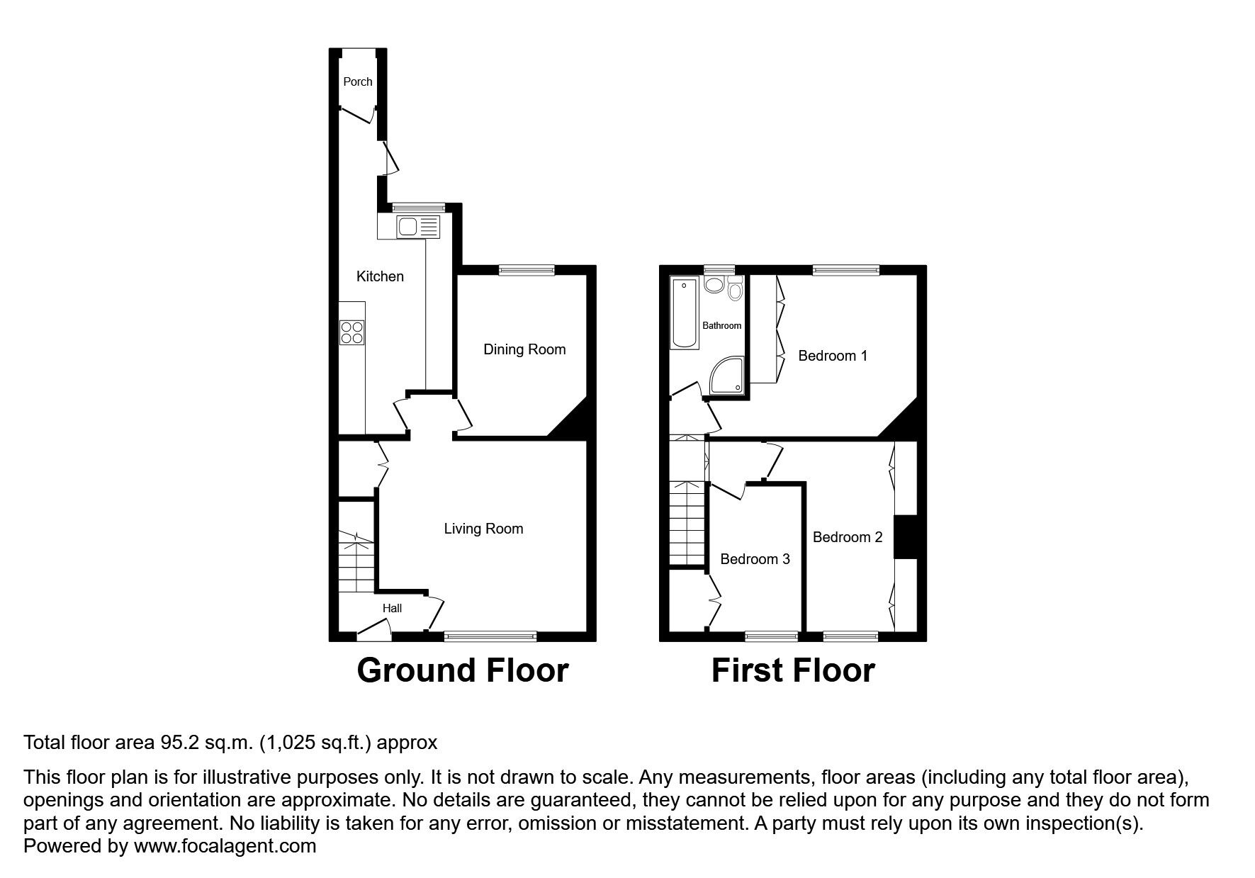 Floorplan of 3 bedroom Mid Terrace House for sale, Hartburn Village, Stockton-on-Tees, Durham, TS18