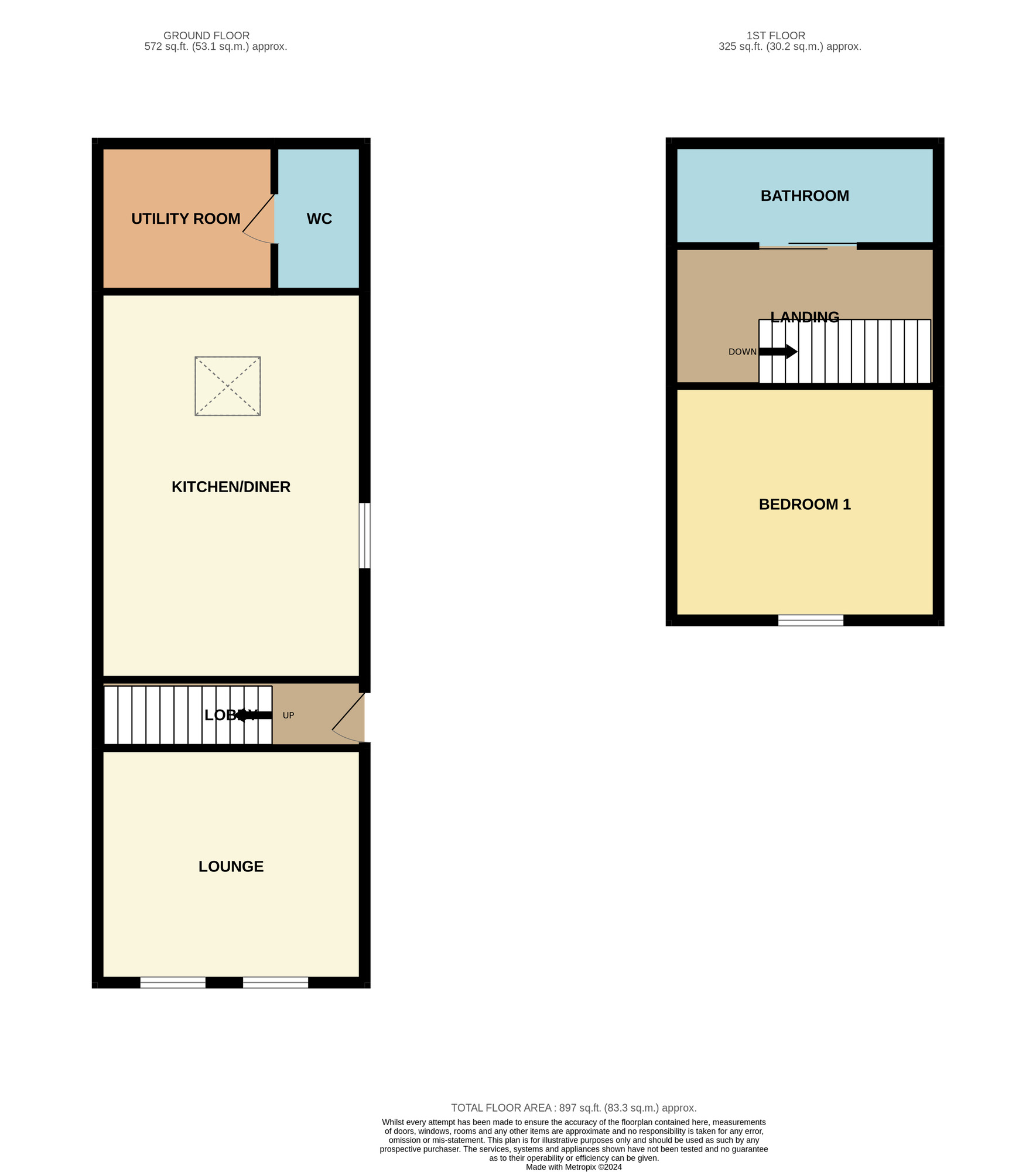 Floorplan of 1 bedroom End Terrace House for sale, Hartburn Village, Stockton-on-Tees, Durham, TS18