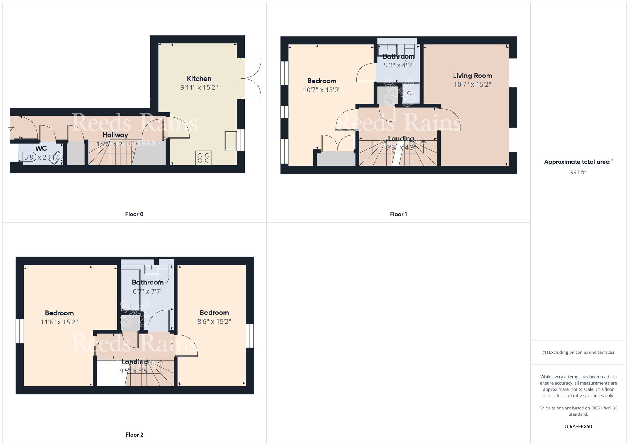Floorplan of 3 bedroom Mid Terrace House for sale, Willow Sage Court, Stockton-on-Tees, Durham, TS18