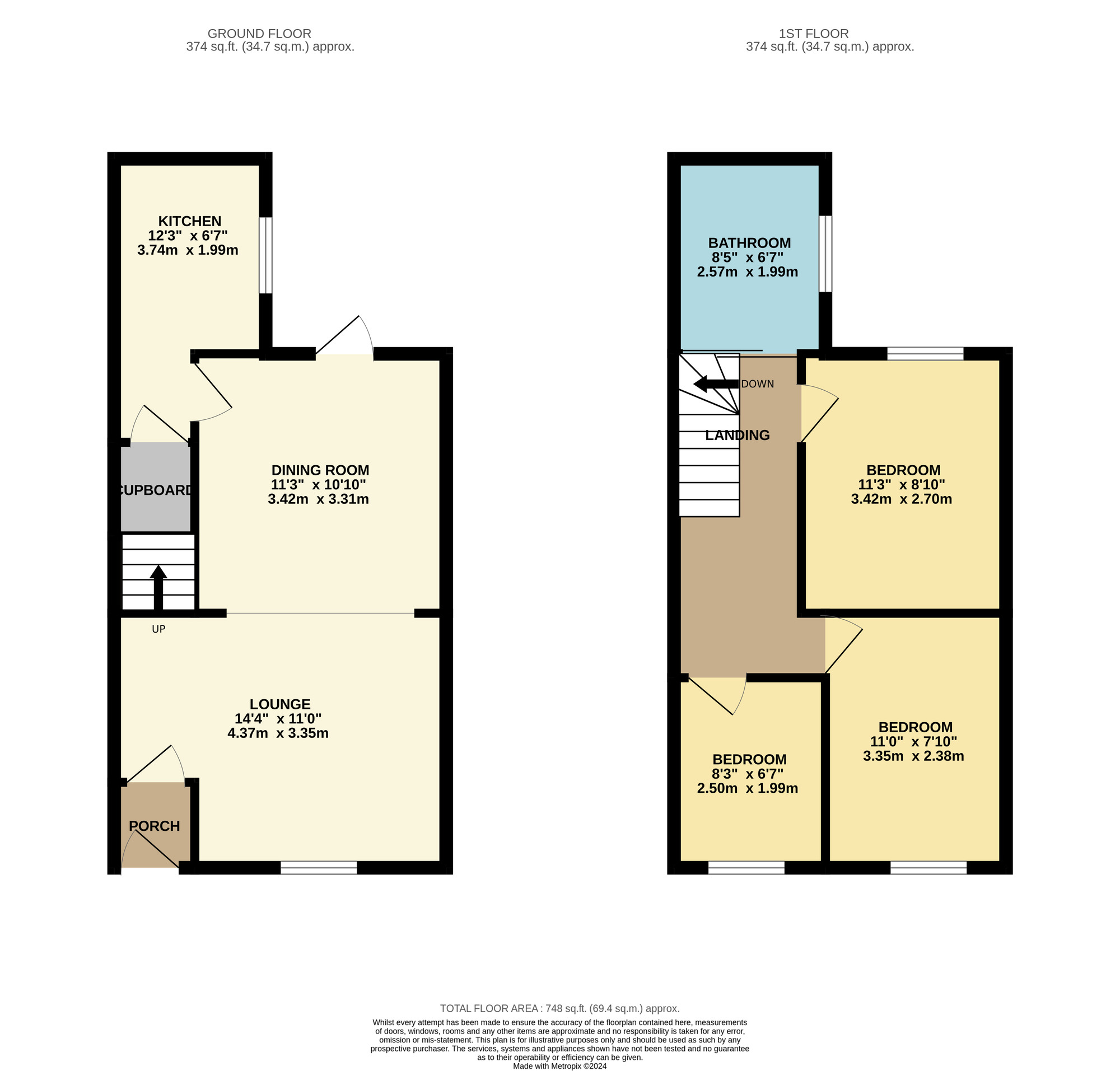 Floorplan of 3 bedroom Mid Terrace House to rent, Arlington Street, Stockton-on-Tees, Durham, TS18
