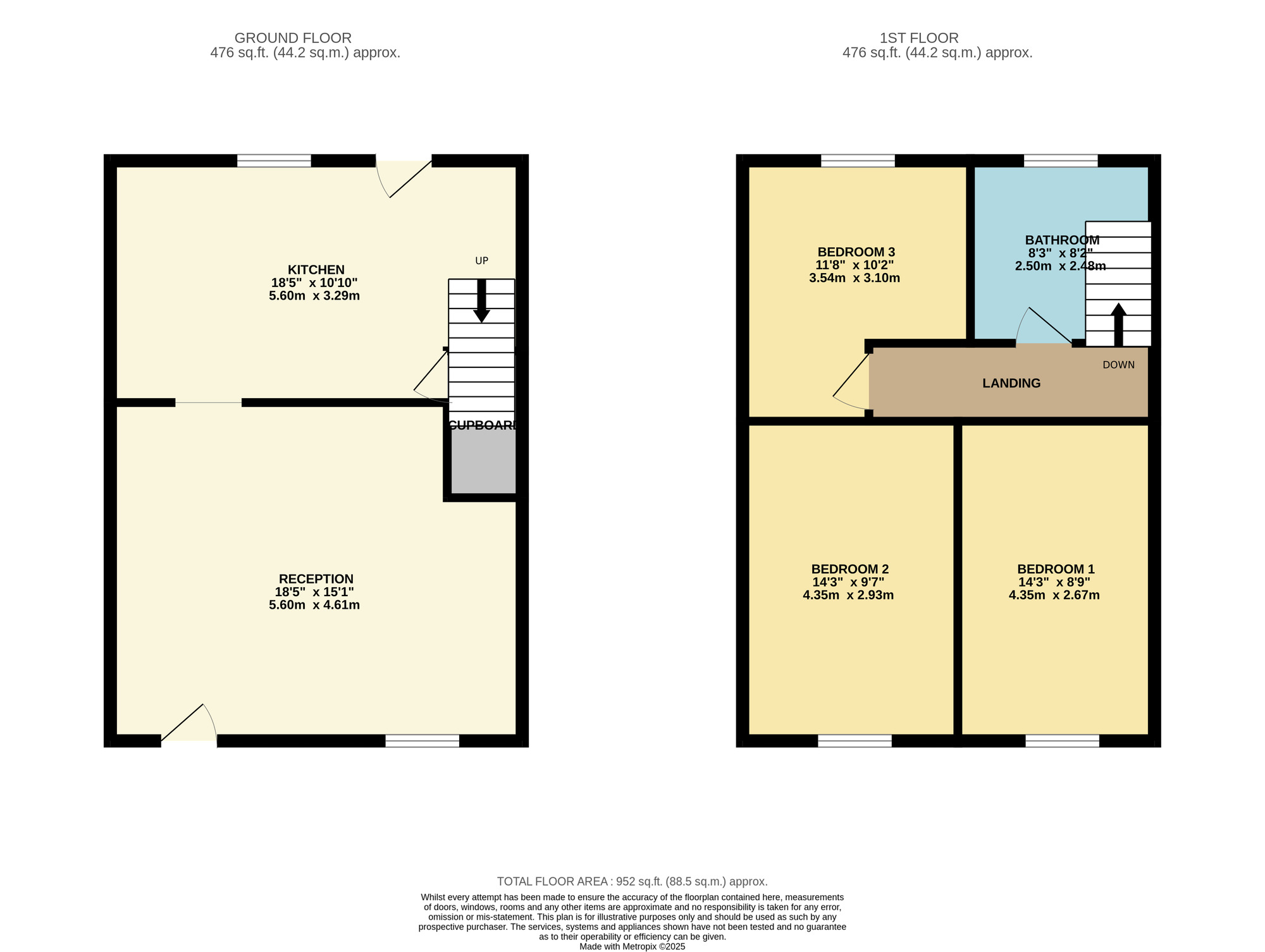 Floorplan of 3 bedroom Mid Terrace House for sale, Enterpen, Hutton Rudby, North Yorkshire, TS15