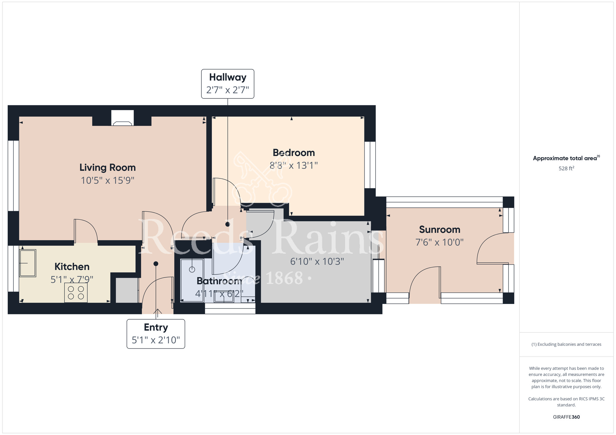Floorplan of 2 bedroom Semi Detached Bungalow for sale, Culross Grove, Stockton-on-Tees, Durham, TS19