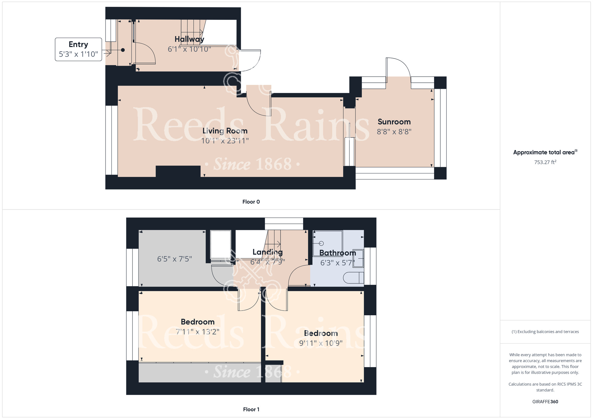Floorplan of 3 bedroom Semi Detached House for sale, Christchurch Drive, Stockton-on-Tees, Durham, TS18