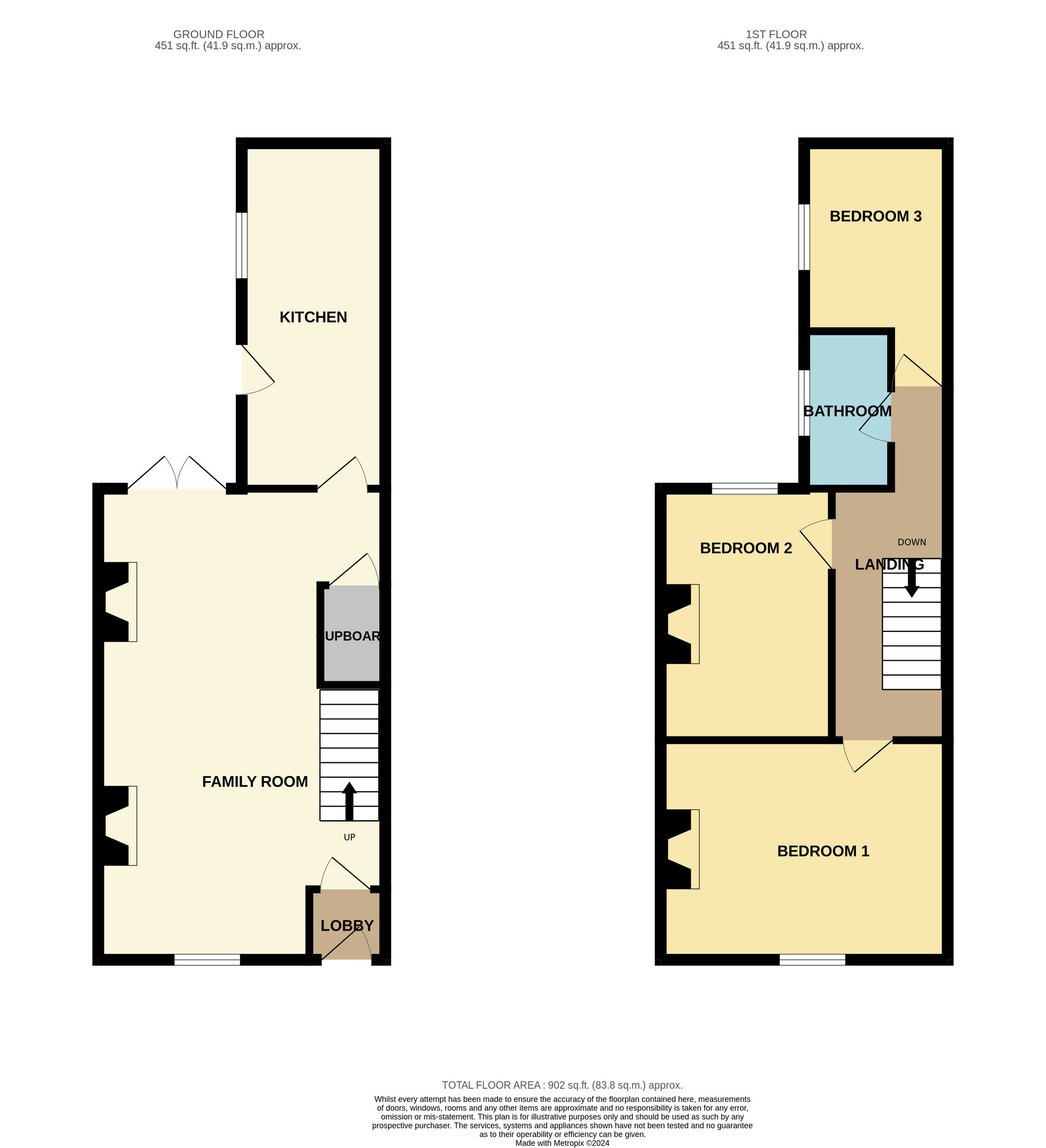 Floorplan of 3 bedroom Mid Terrace House for sale, Suffolk Street, Stockton-on-Tees, Durham, TS18