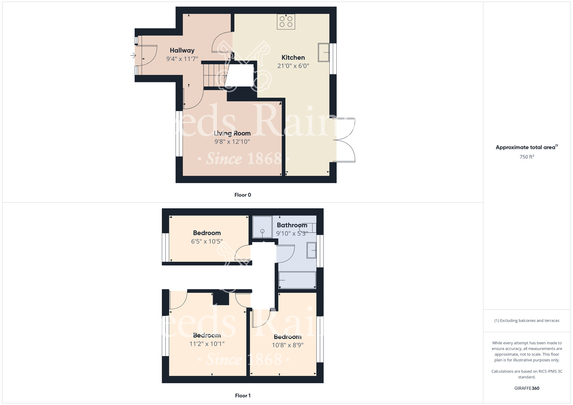Floorplan of 3 bedroom Mid Terrace House for sale, Patterdale Avenue, Stockton-on-Tees, Durham, TS19