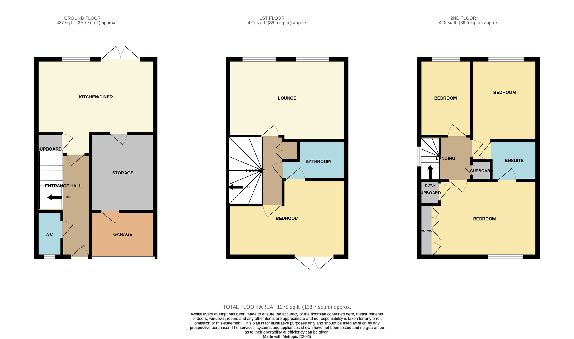 Floorplan of 4 bedroom Mid Terrace House to rent, Nightingale Drive, Stockton-on-Tees, Durham, TS19