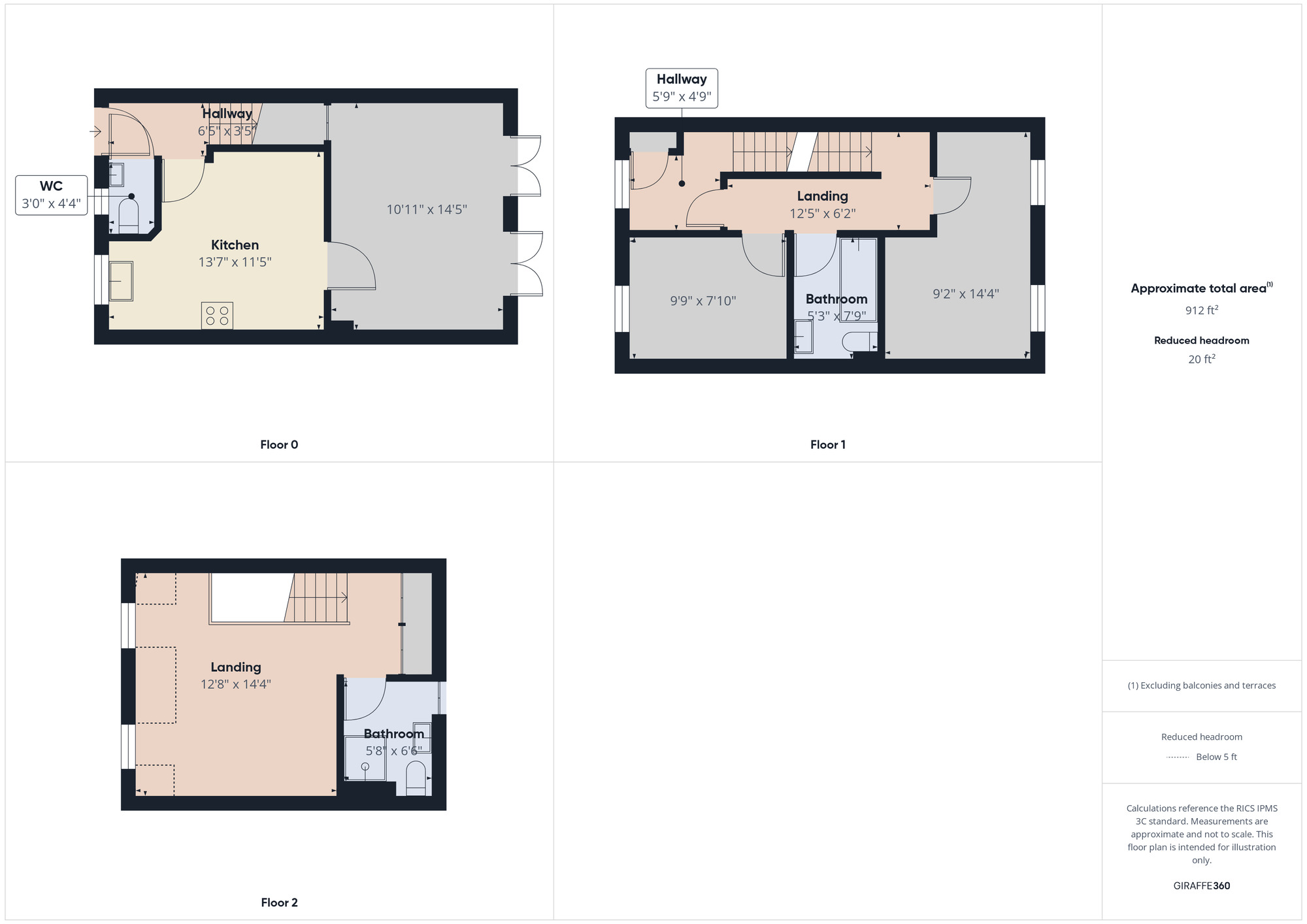 Floorplan of 3 bedroom Mid Terrace House for sale, Wensleydale Gardens, Thornaby, Durham, TS17