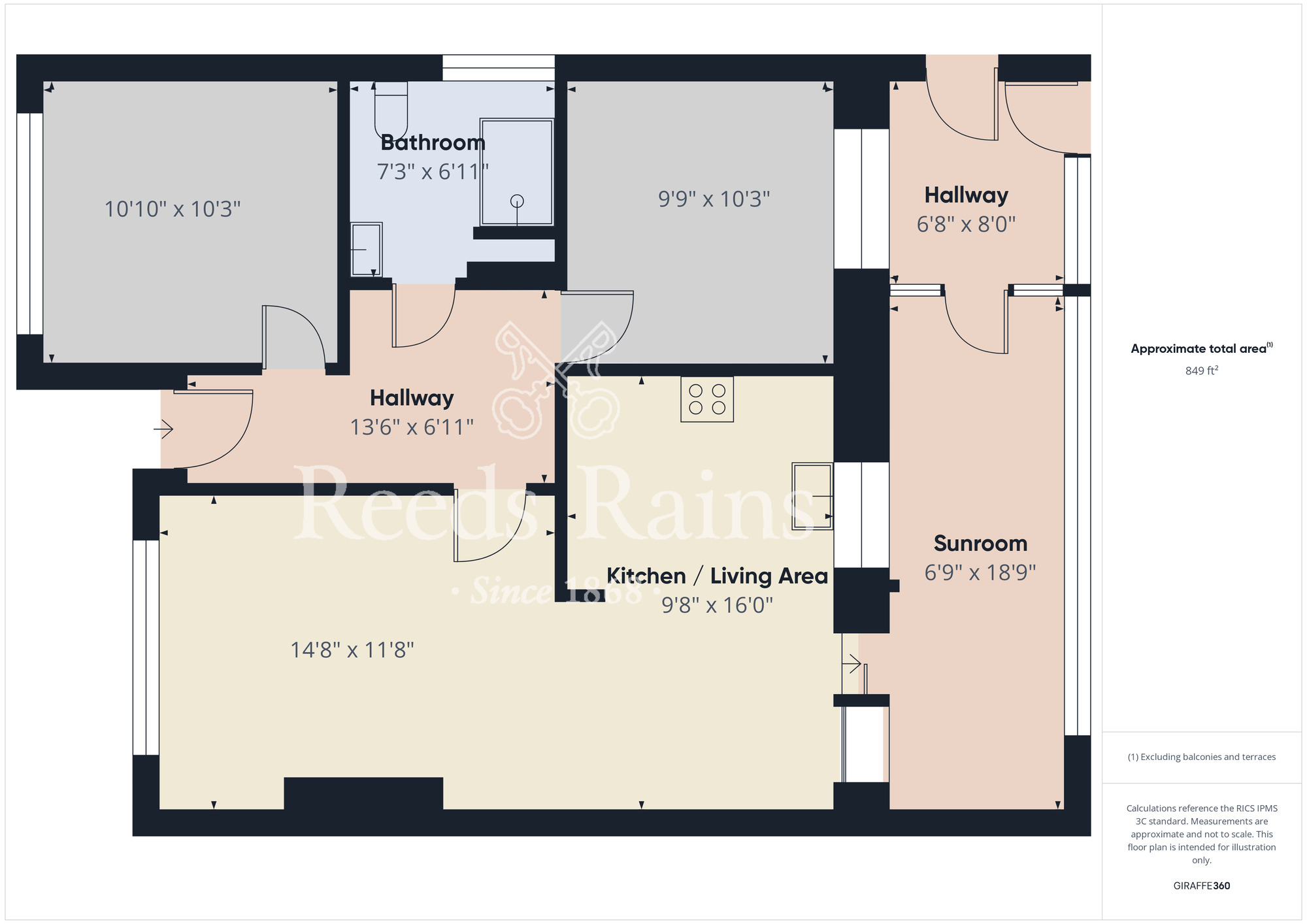 Floorplan of 2 bedroom Semi Detached Bungalow for sale, Moulton Grove, Stockton-on-Tees, Durham, TS19
