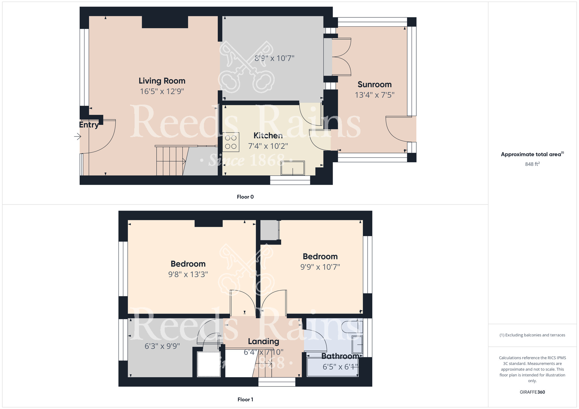 Floorplan of 3 bedroom Semi Detached House for sale, Princes Square, Thornaby, Durham, TS17