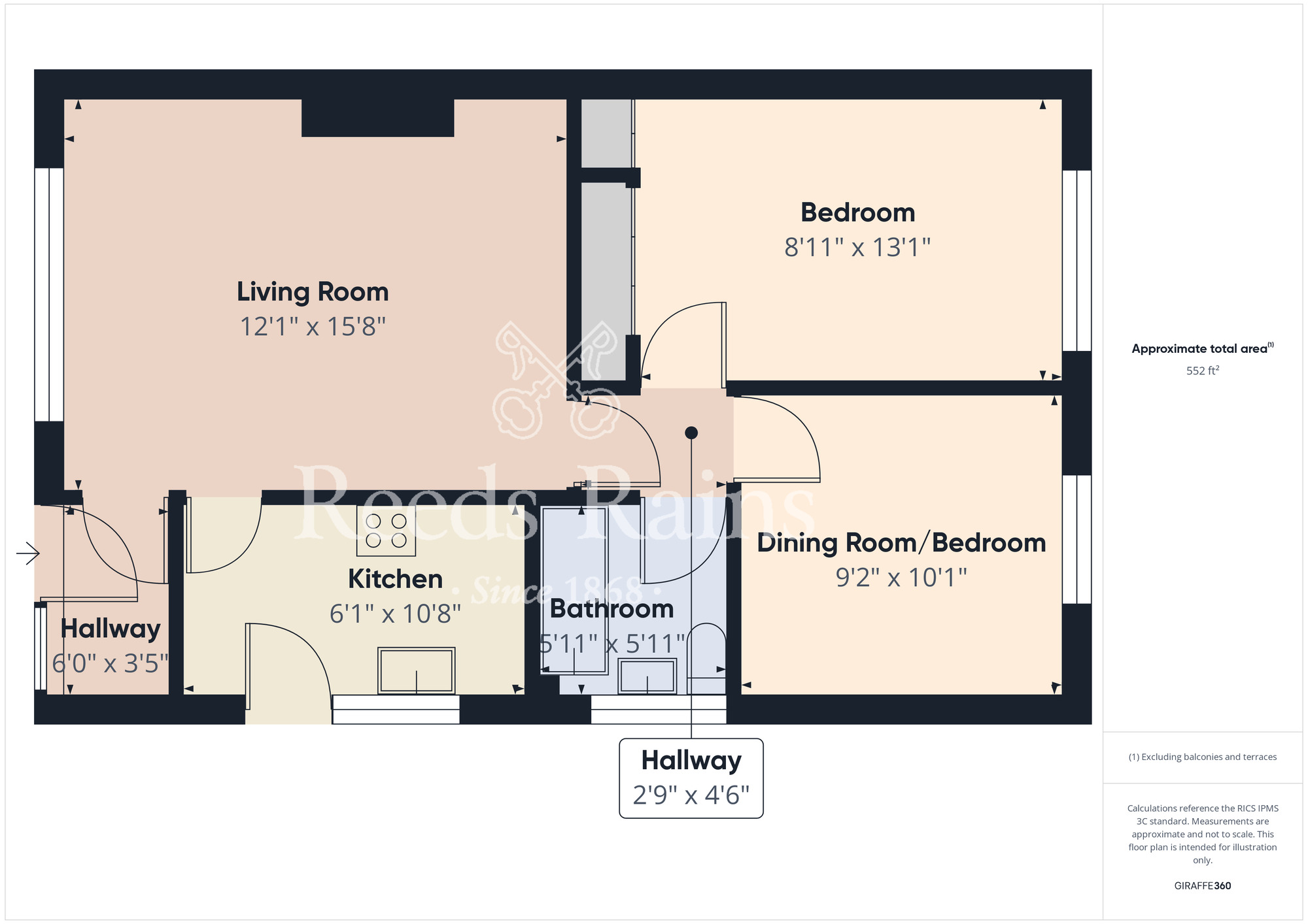 Floorplan of 2 bedroom Semi Detached Bungalow for sale, Franklin Close, Stockton-on-Tees, Durham, TS18