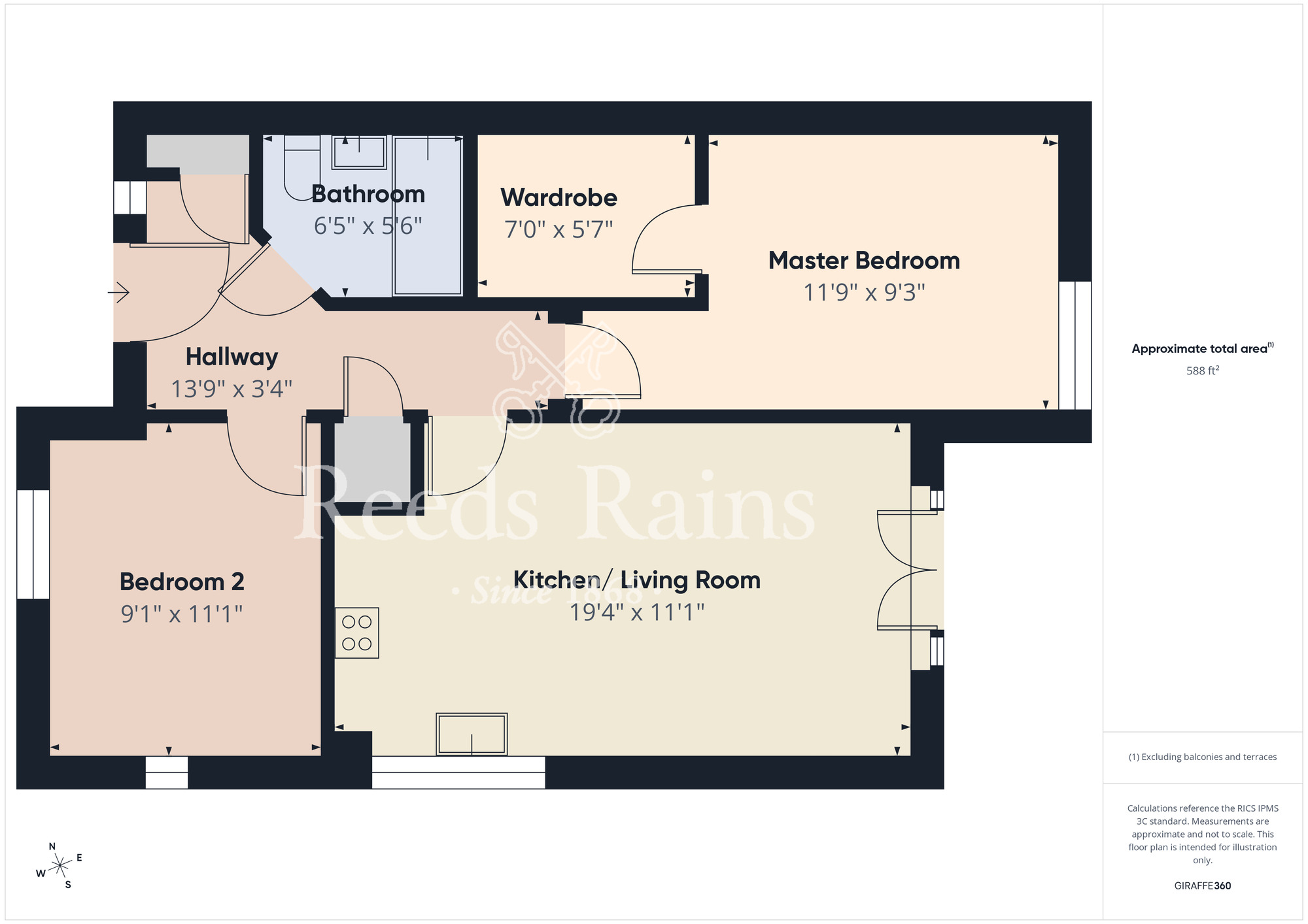 Floorplan of 2 bedroom  Flat for sale, Willow Sage Court, Stockton-on-Tees, Durham, TS18