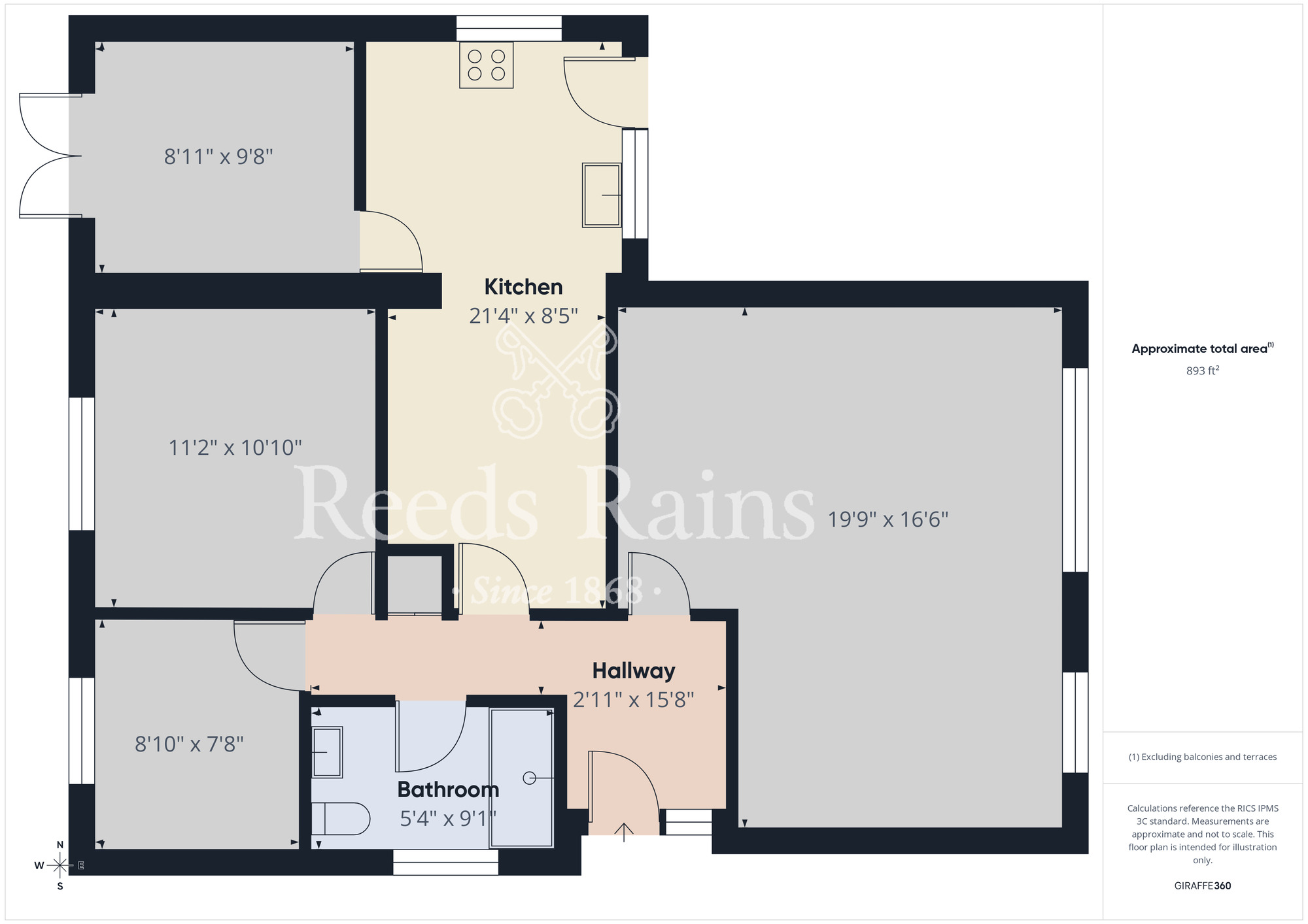 Floorplan of 3 bedroom Detached Bungalow to rent, Aireborough Close, Stockton-on-Tees, Durham, TS19